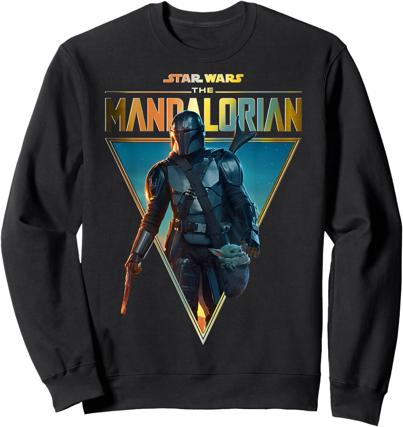 Star Wars The Mandalorian & The Child Golden Logo Portrait Sweatshirt - Sweatshirt | Black
