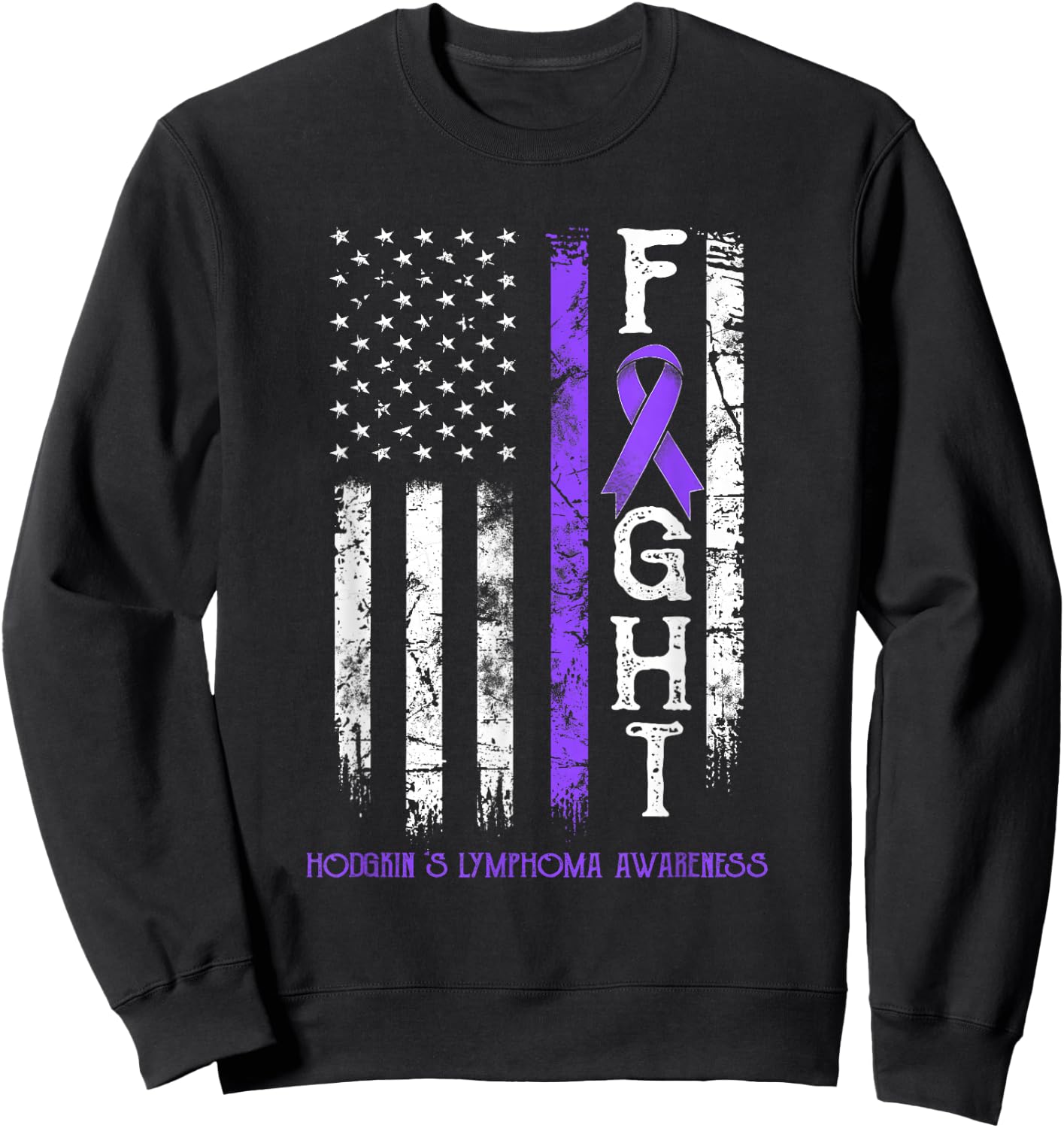 Hodgkin's Lymphoma Warrior US Flag Sweatshirt - Sweatshirt | Black