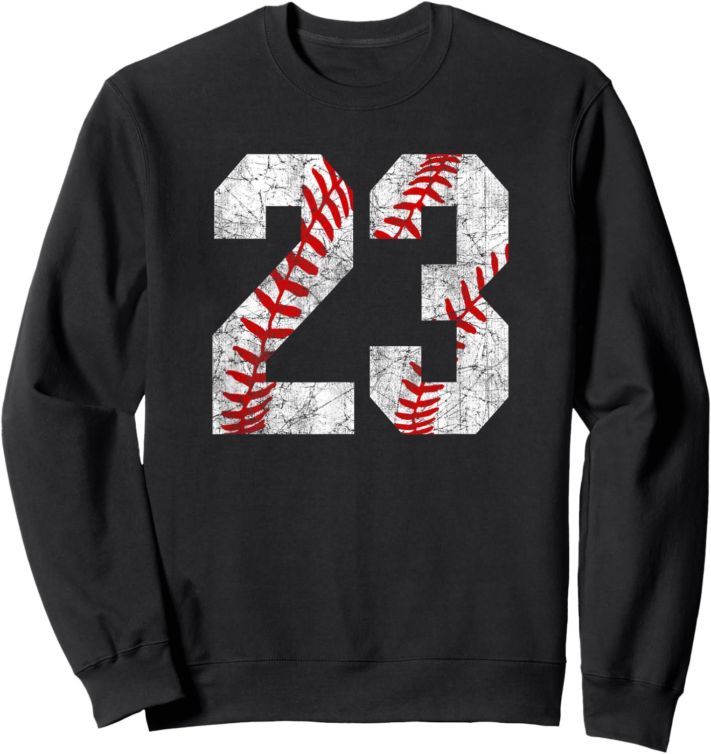 Vintage Worn Baseball Mom #23 Jersey Baseball Number 23 Sweatshirt - Sweatshirt | Black