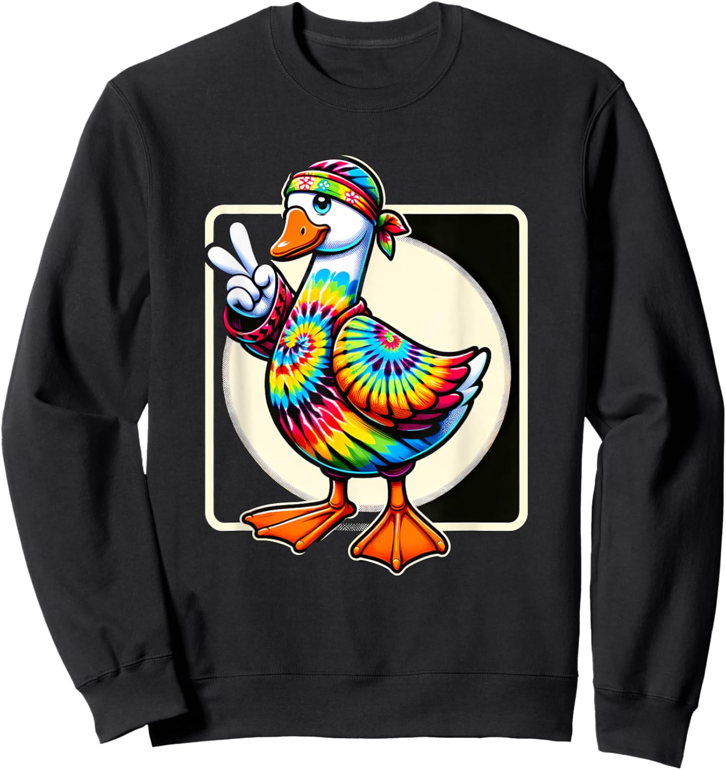 Peace Sign Tie Dye Goose Sweatshirt - Sweatshirt | Black