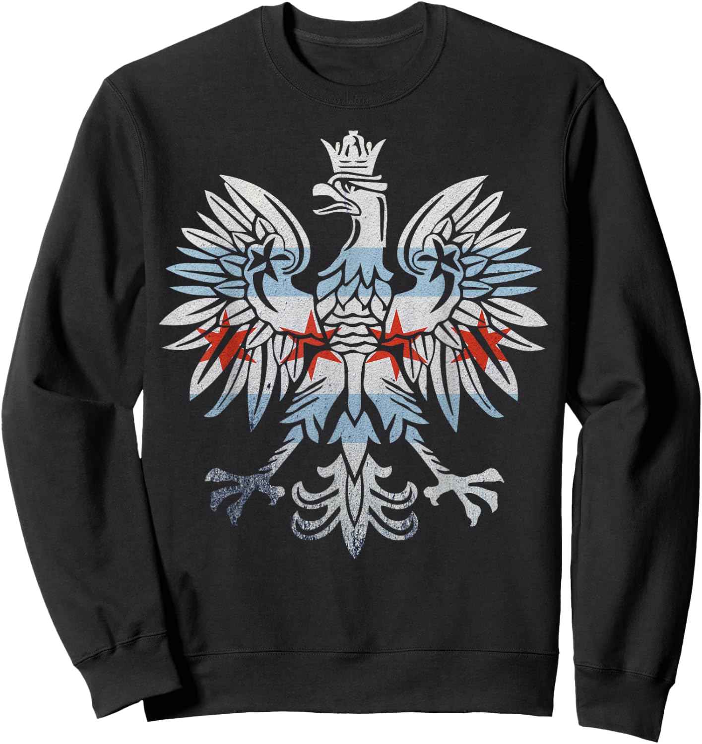 Cool Chicago Flag Polish Eagle | Funny Illinois Emblem Gift Sweatshirt - Sweatshirt | Black