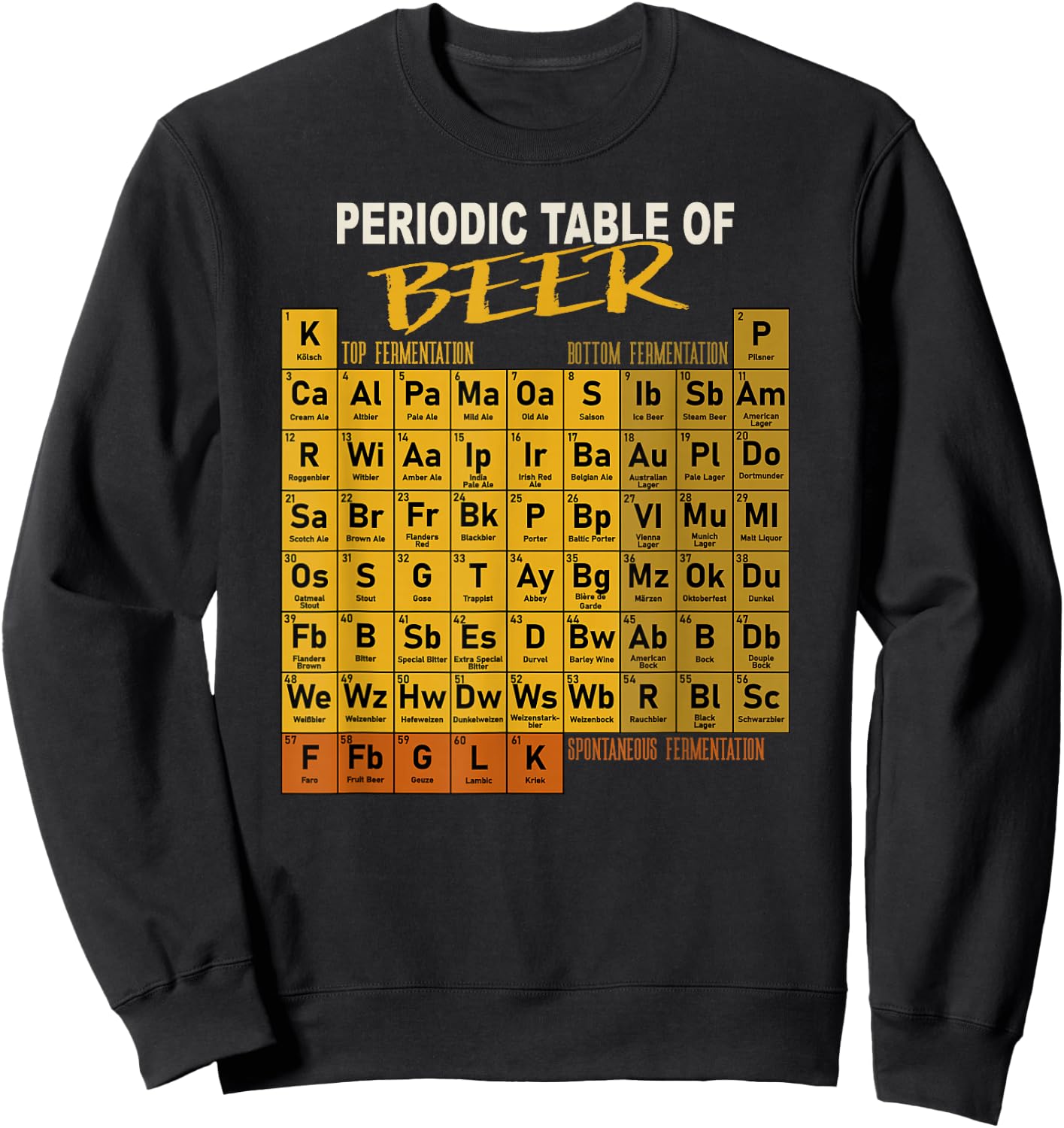 Periodic Table of Beer - Craft Beer Style Brewery Sweatshirt - Sweatshirt | Black