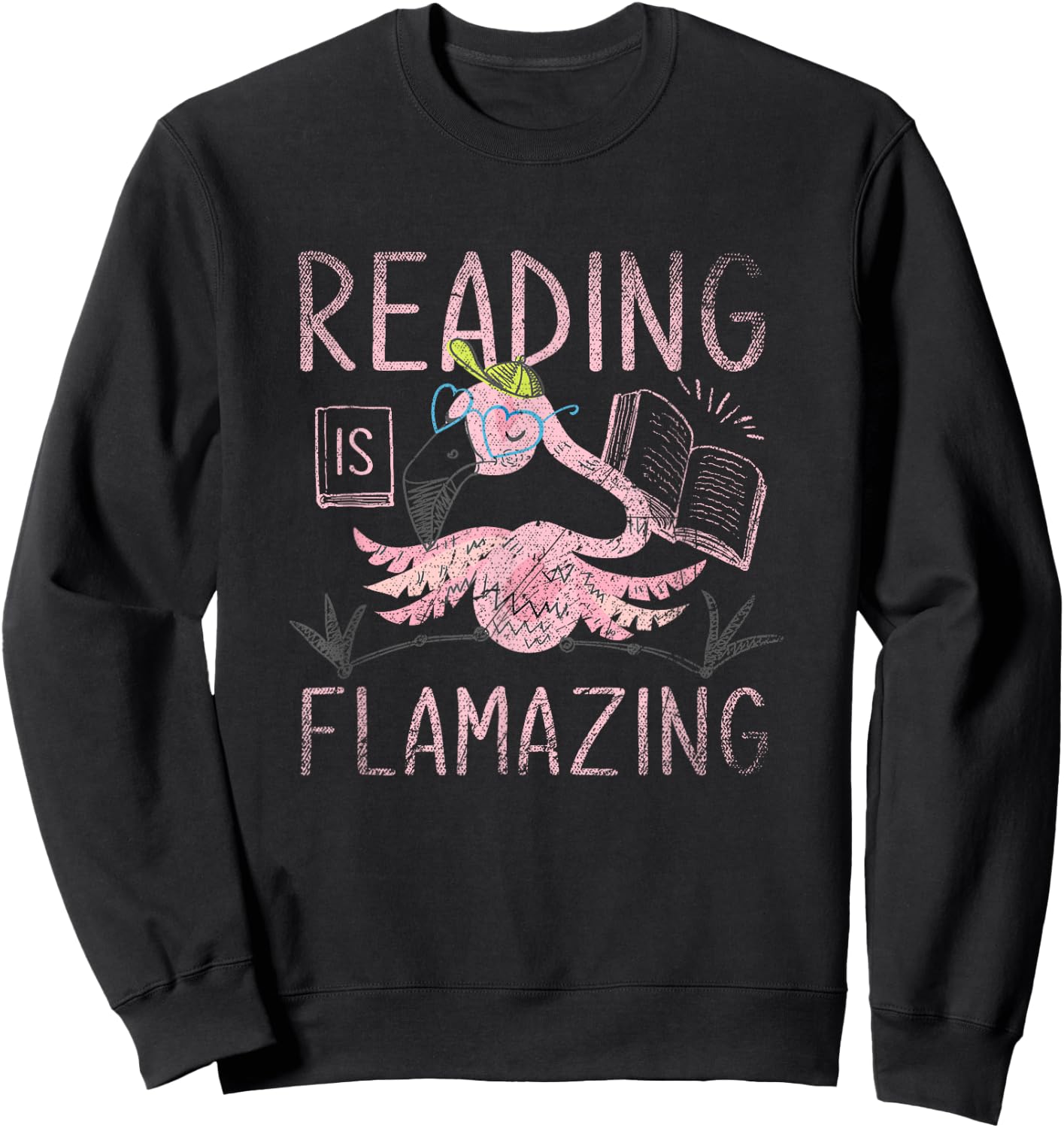 Reading Is Flamazing Flamingo Sweatshirt - Sweatshirt | Black
