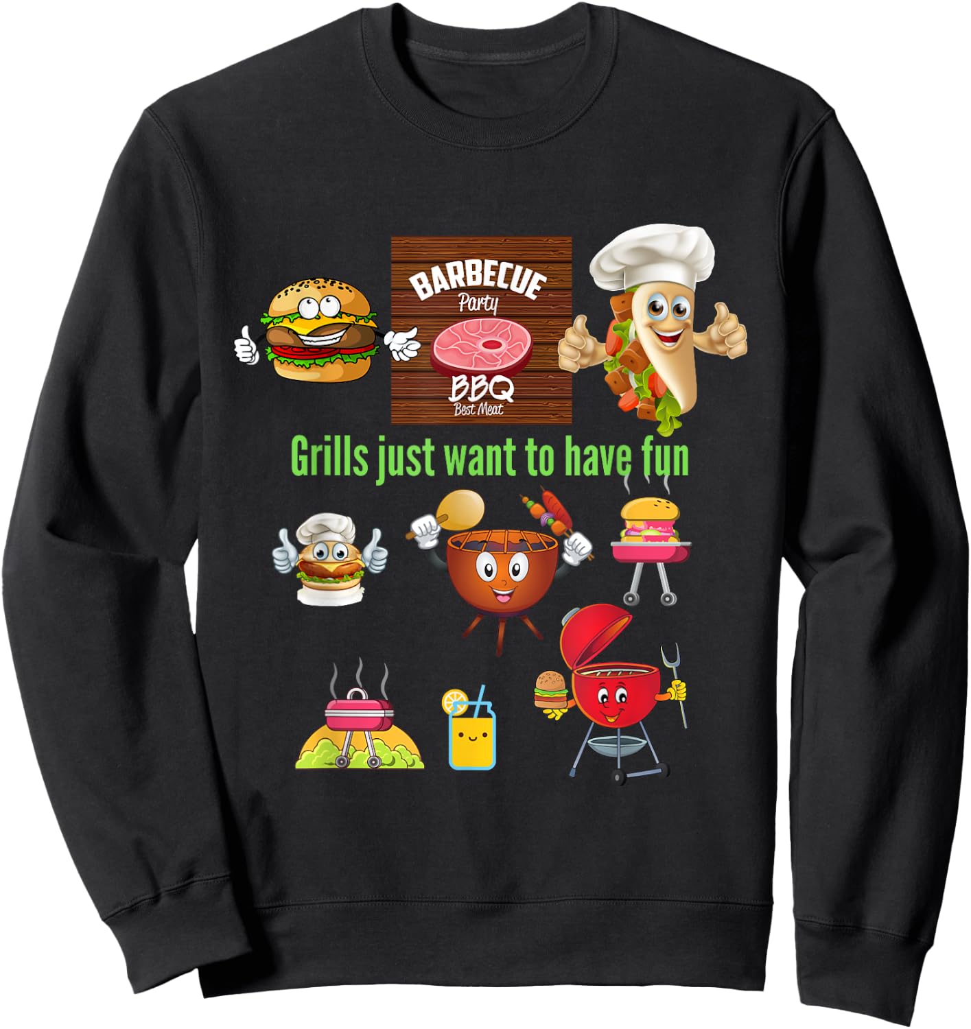 Grills Just Want To Have Fun BBQ Grill Master Grilling Dad Sweatshirt - Sweatshirt | Black