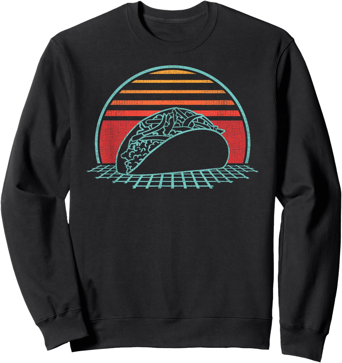 Taco Retro Mexican Food Tuesday Vintage 80s Style Gift Sweatshirt - Sweatshirt | Black