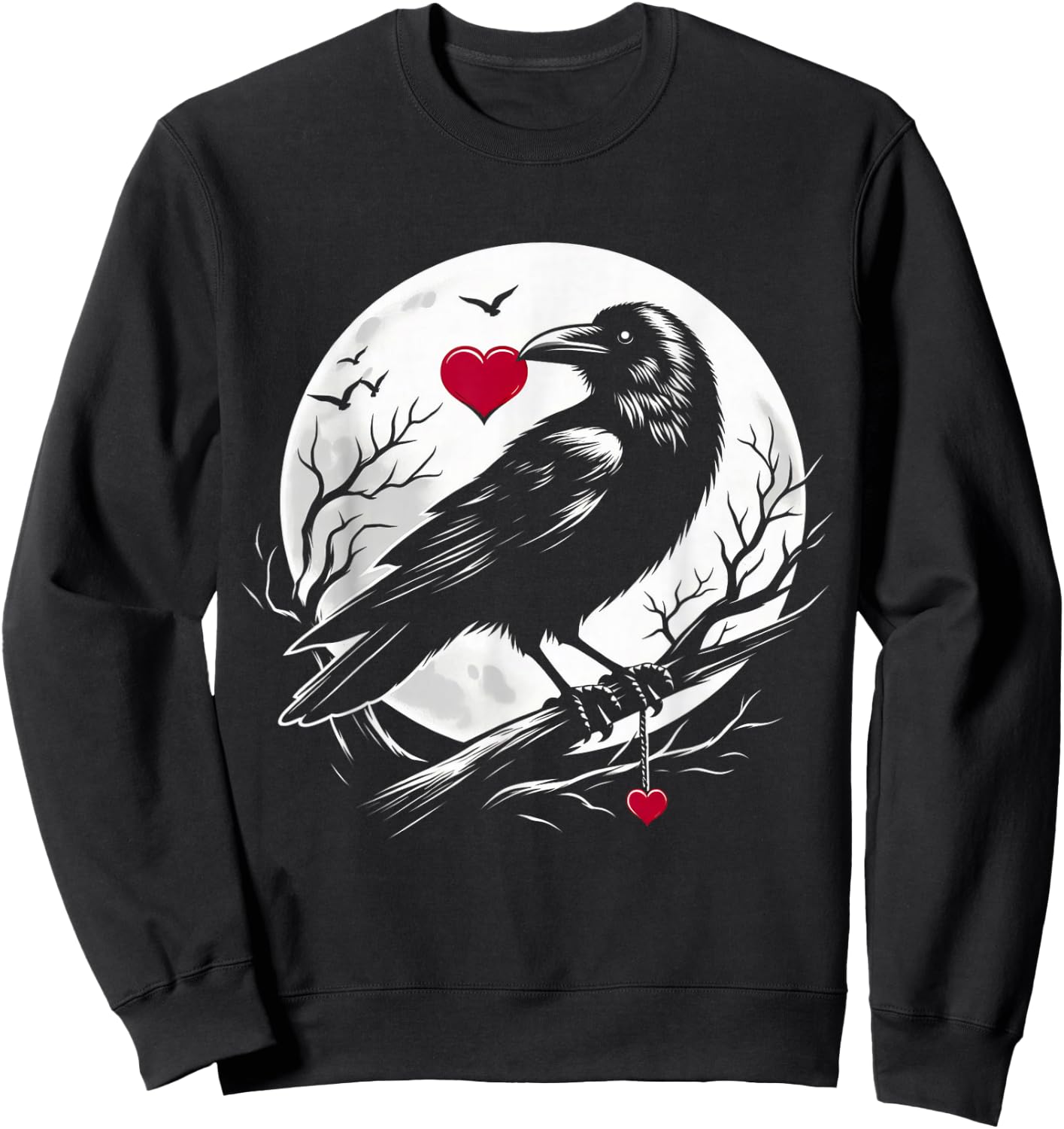 Goth Raven Heart - Dark Love - Gothic Valentines Day Sweatshirt - Sweatshirt | Black