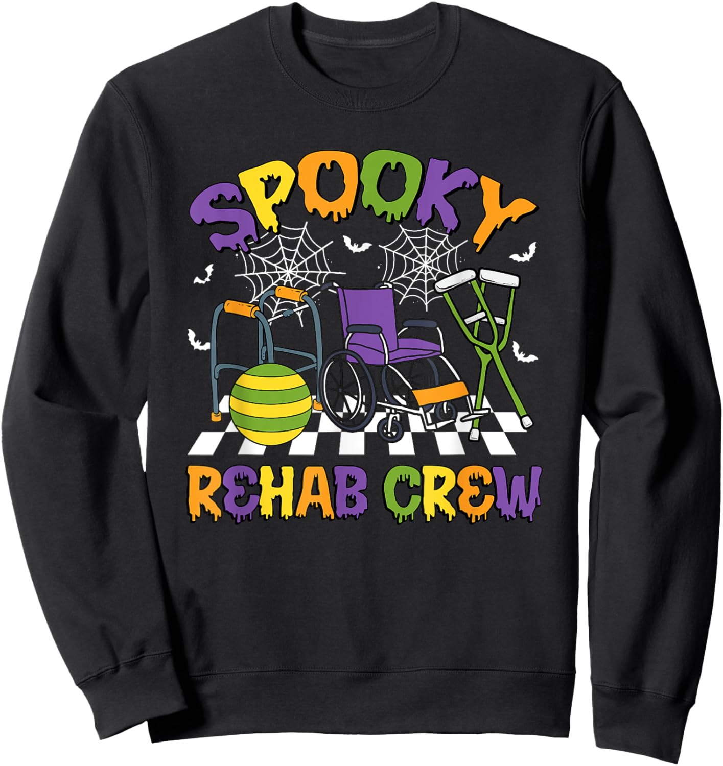 Retro Spooky Rehab Crew Rehab Nurse Halloween Costumes Sweatshirt - Sweatshirt | Black