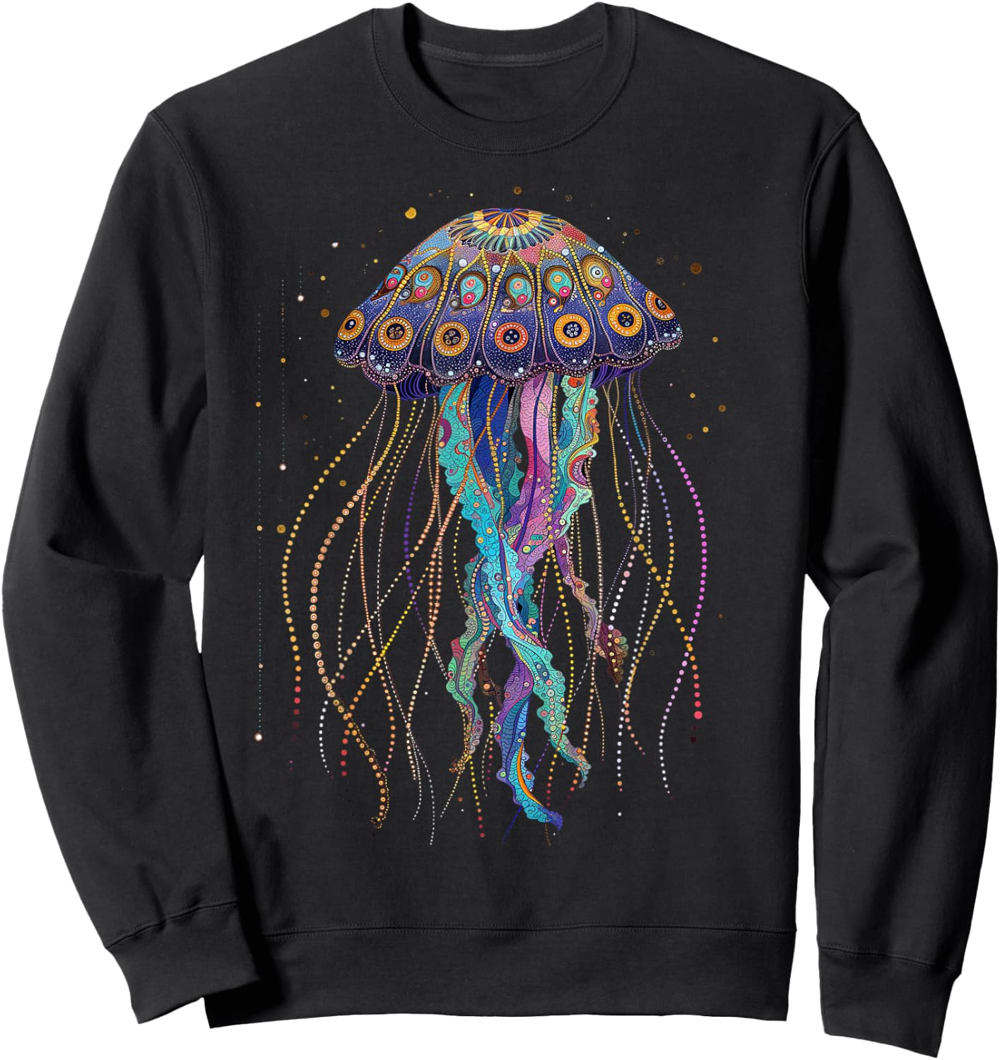 Jellyfish Colorful Flower Patterns Scuba Diving Diver Ocean Sweatshirt - Sweatshirt | Black
