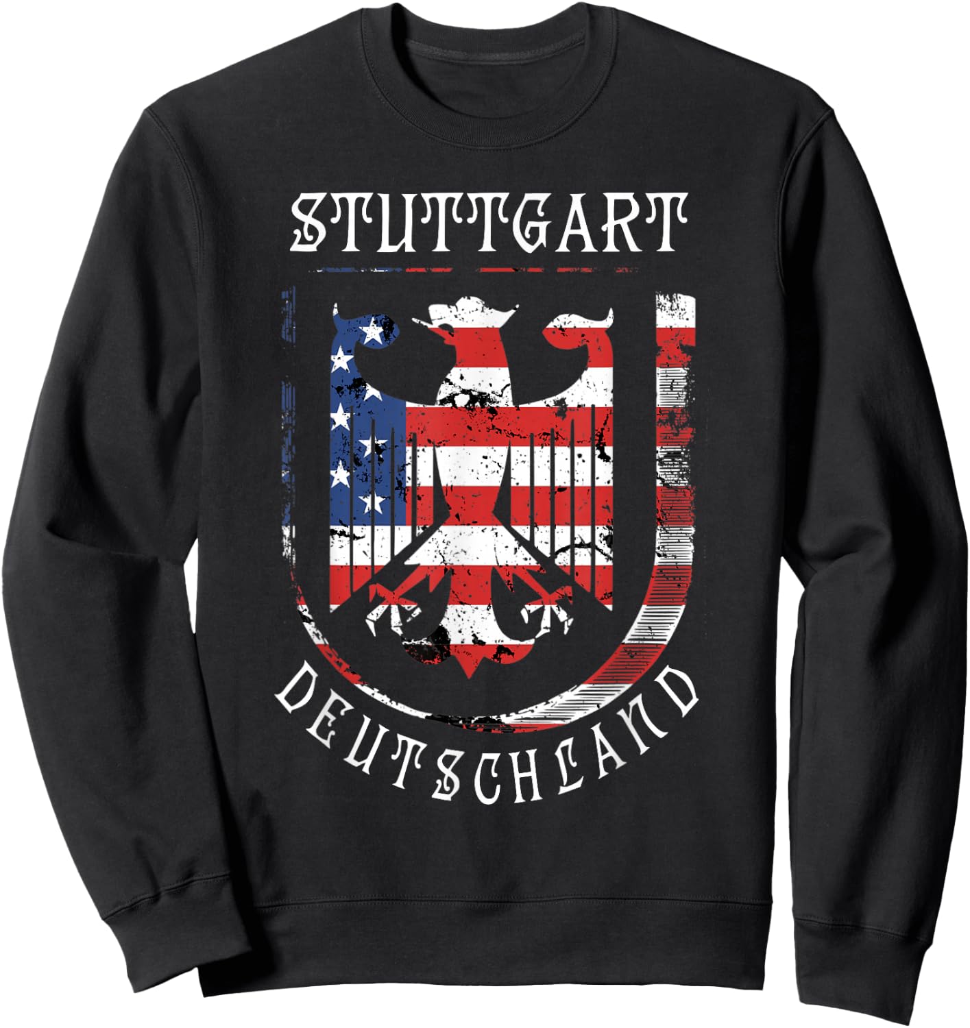 Deutschland Eagle US Flag German Military Base Stuttgart Sweatshirt - Sweatshirt | Black