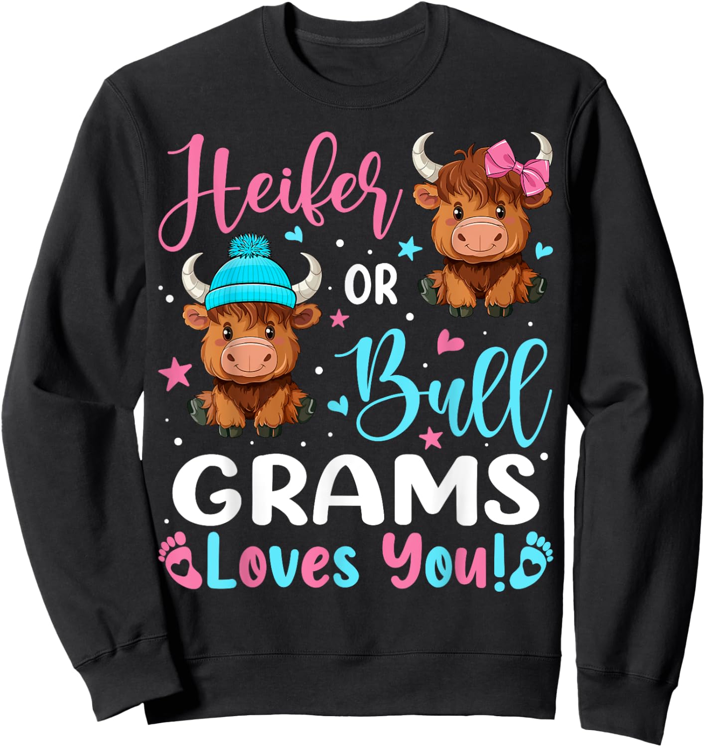 Bull or Heifer Grams Loves You Highland Cow Lover Sweatshirt - Sweatshirt | Black