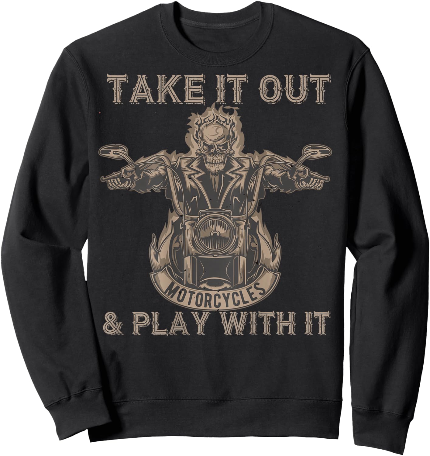 Funny Biker Skeleton Motorcycle Rider - Back Print Sweatshirt - Sweatshirt | Black