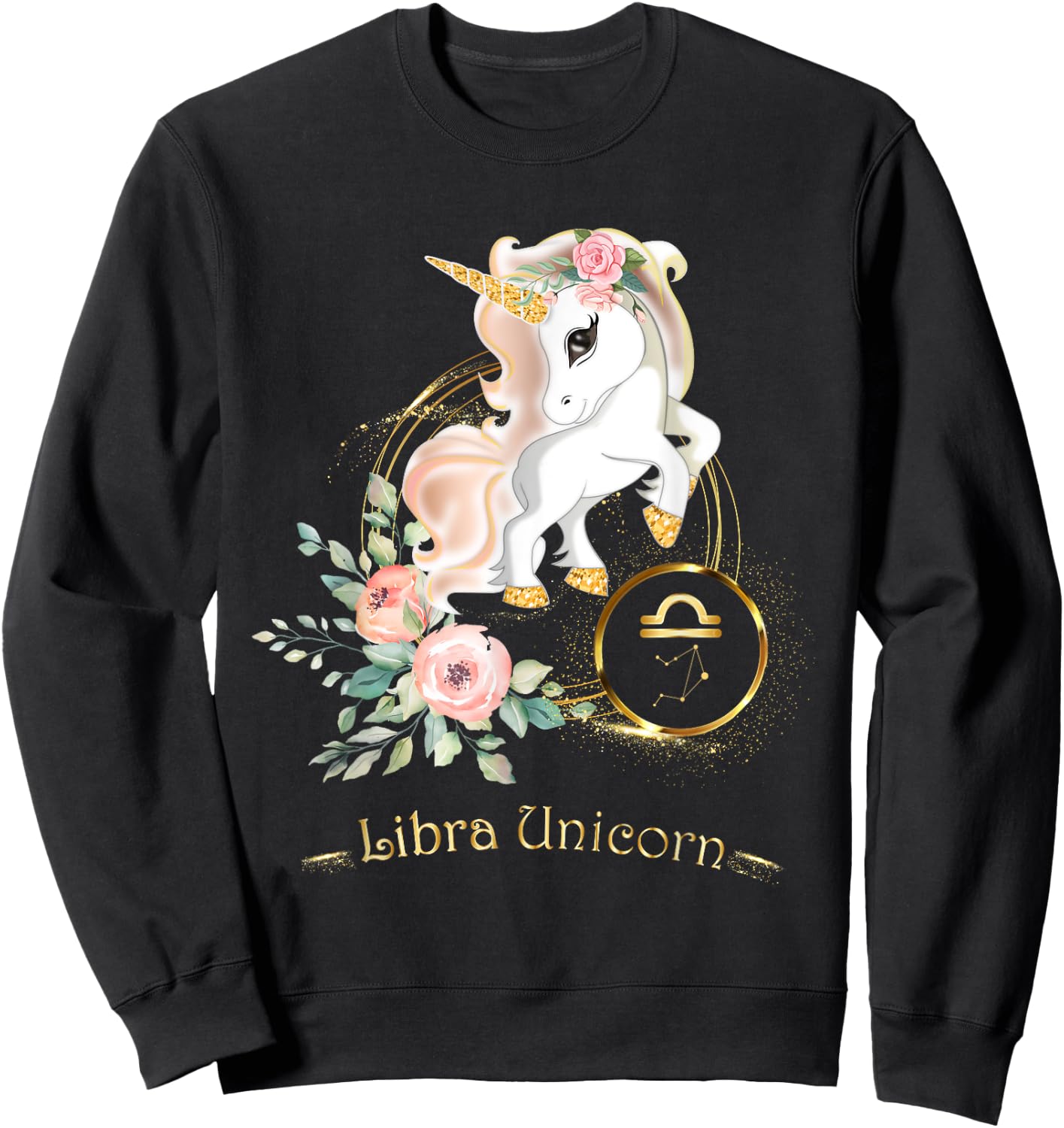 Libra Shirt Zodiac Unicorn Sign Astrology Kids Sweatshirt - Sweatshirt | Black
