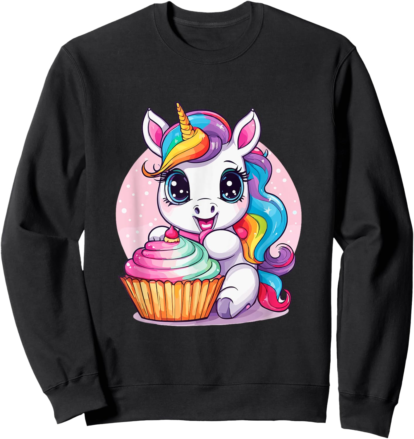 Unicorn Cupcake Sweet Dessert Delicious Baker Sweatshirt - Sweatshirt | Black