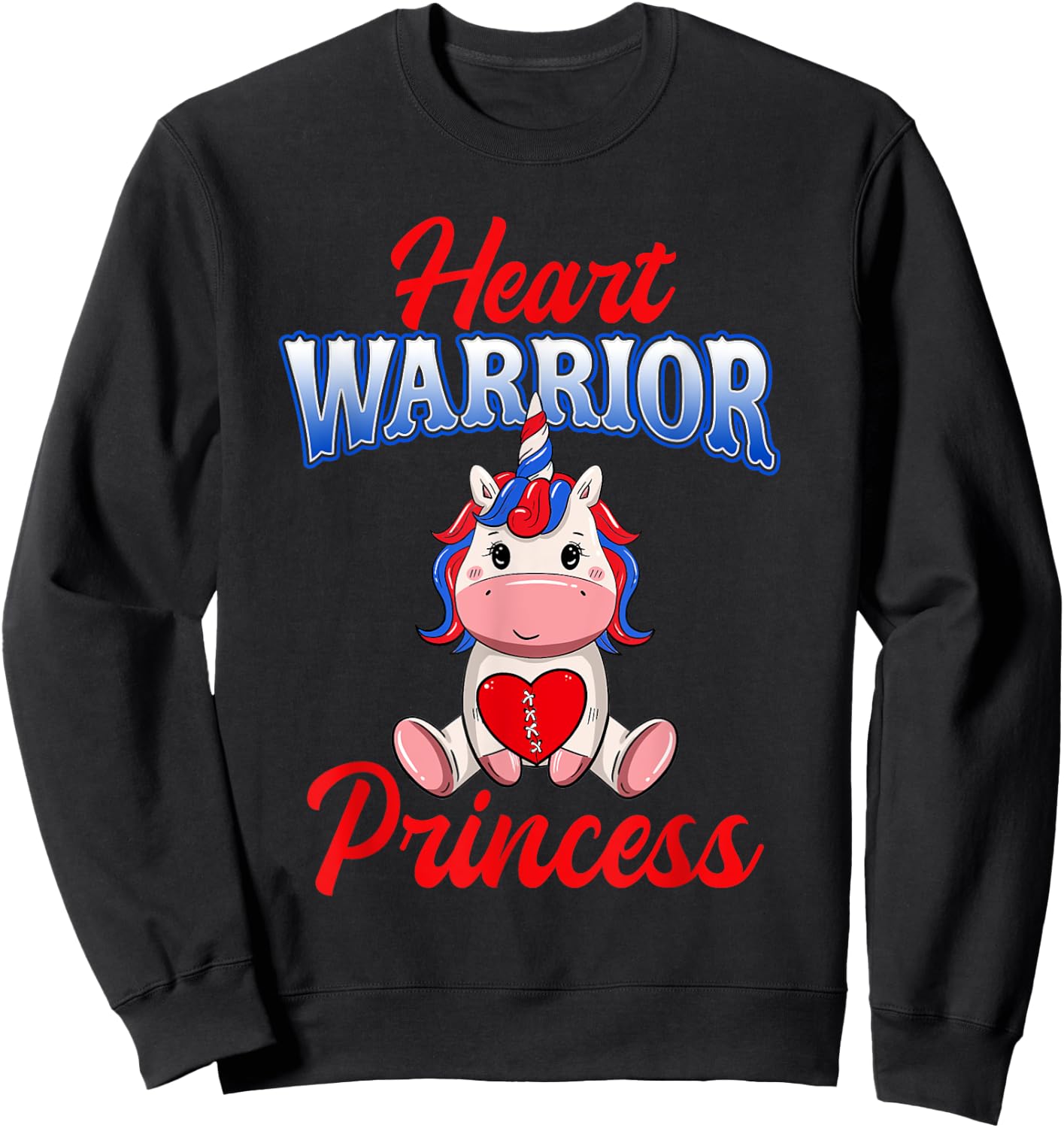 Unicorn Heart Warrior Princess CHD Awareness Shirts Girls Sweatshirt - Sweatshirt | Black