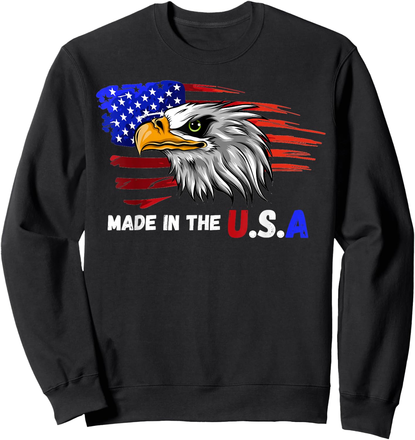 Made In The U.S.A Bald Eagle Patriotic Flag Tattoo Sweatshirt - Sweatshirt | Black