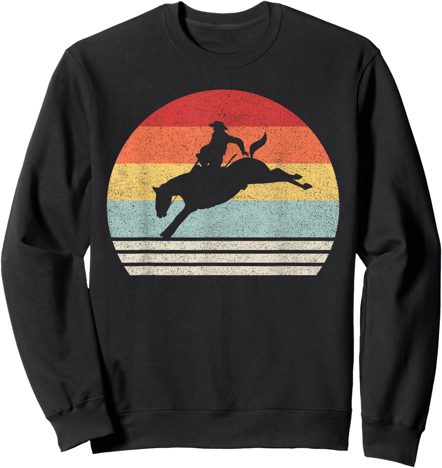 Retro Rodeo Bucking Bronc Riding Bronco Horse Sweatshirt - Sweatshirt | Black