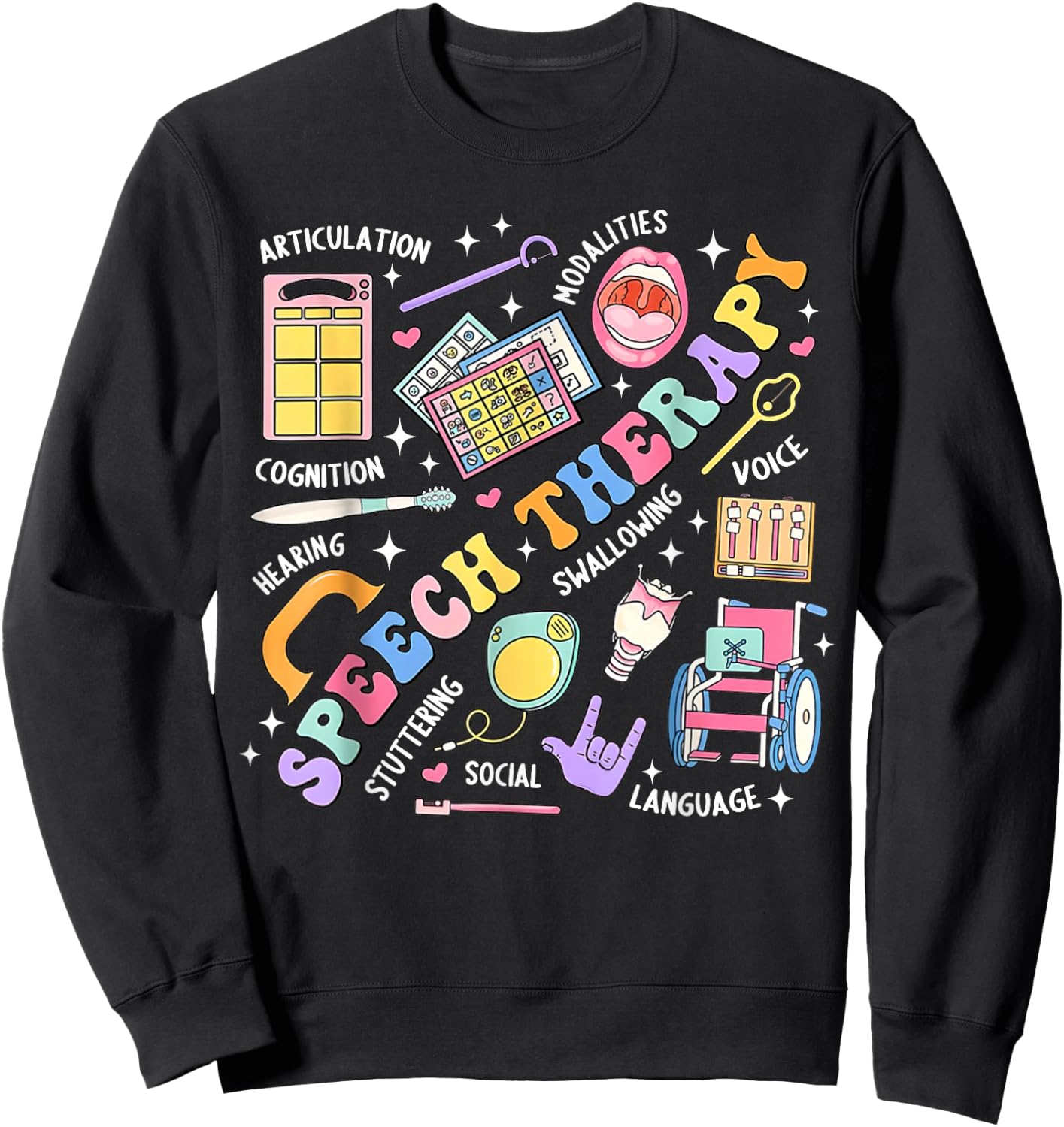 Speech Therapy Retro Groovy Language Pathologist Therapist Sweatshirt - Sweatshirt | Black