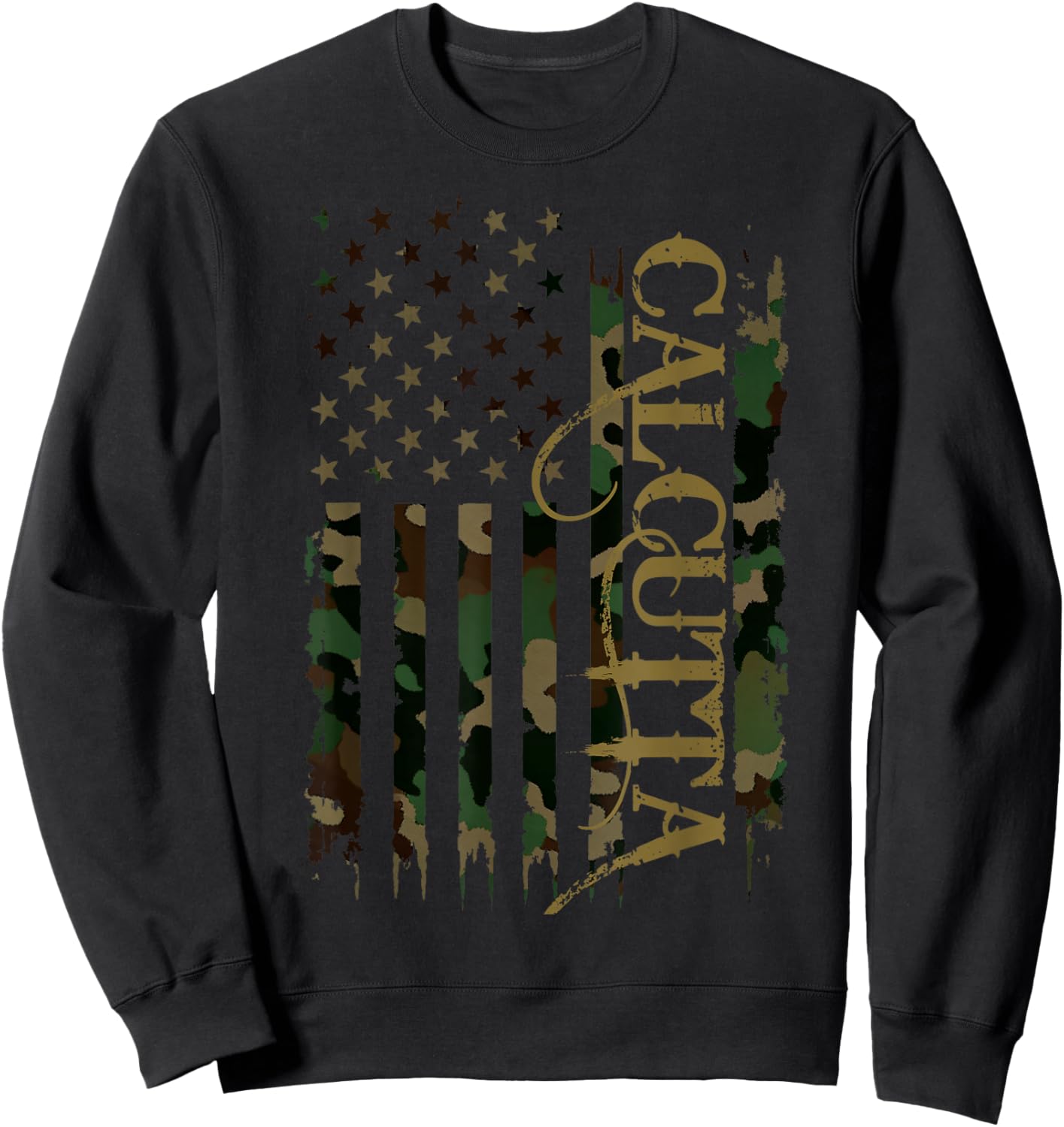 Calcutta United States Distressed Camo w US Flag Sweatshirt - Sweatshirt | Black