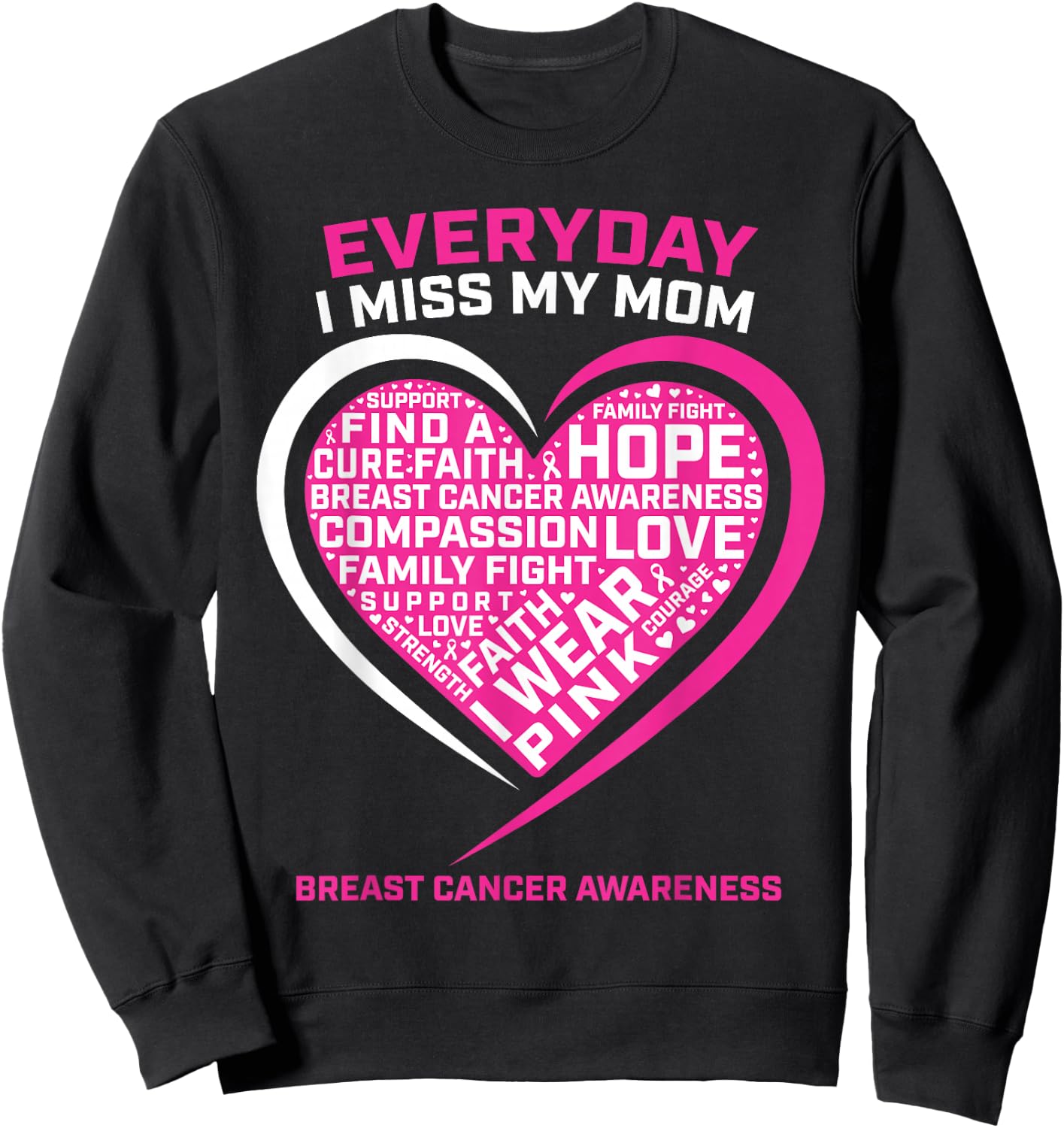Remembrance In Memory Of My Mom Pink Breast Cancer Awareness Sweatshirt - Sweatshirt | Black