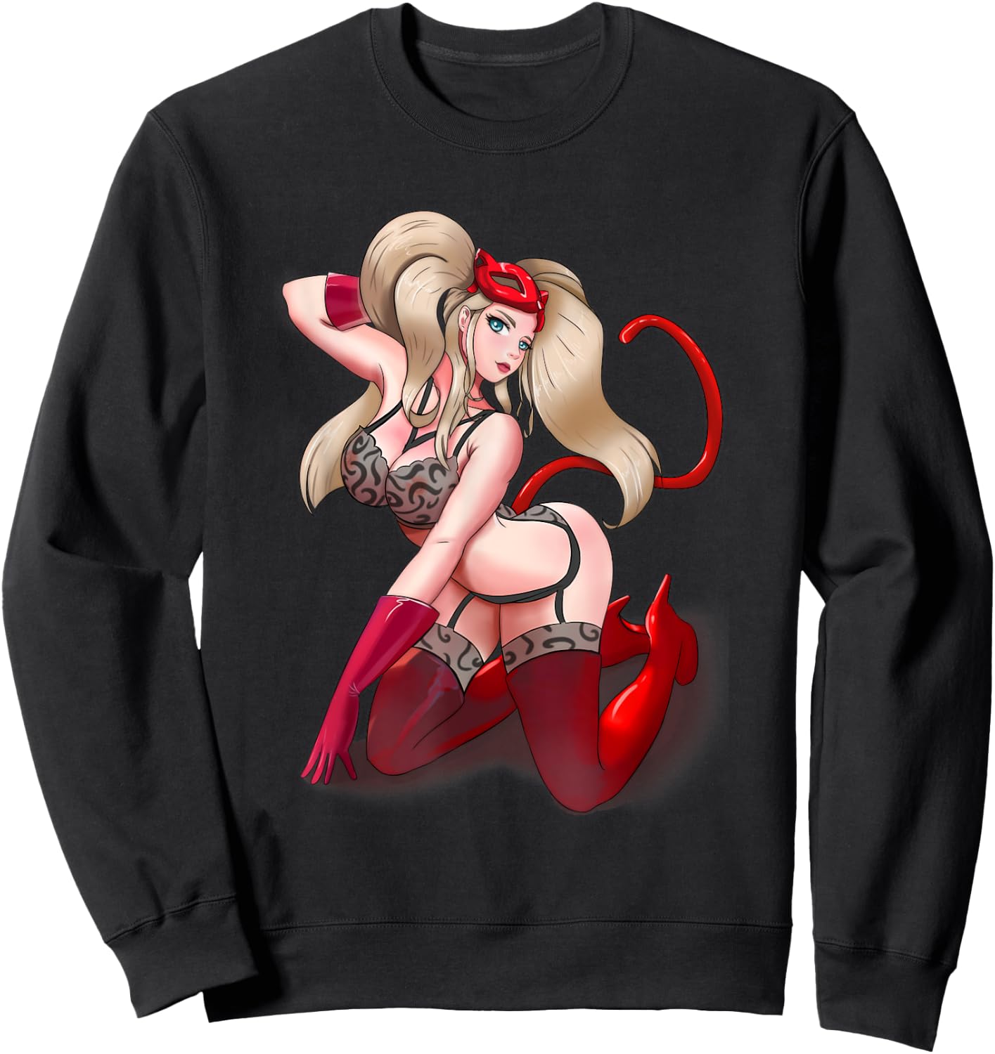 Sexy Hot kawaii Girl Cat Mask Anime Hentai Manga Sexy Adult Sweatshirt - Sweatshirt | Black