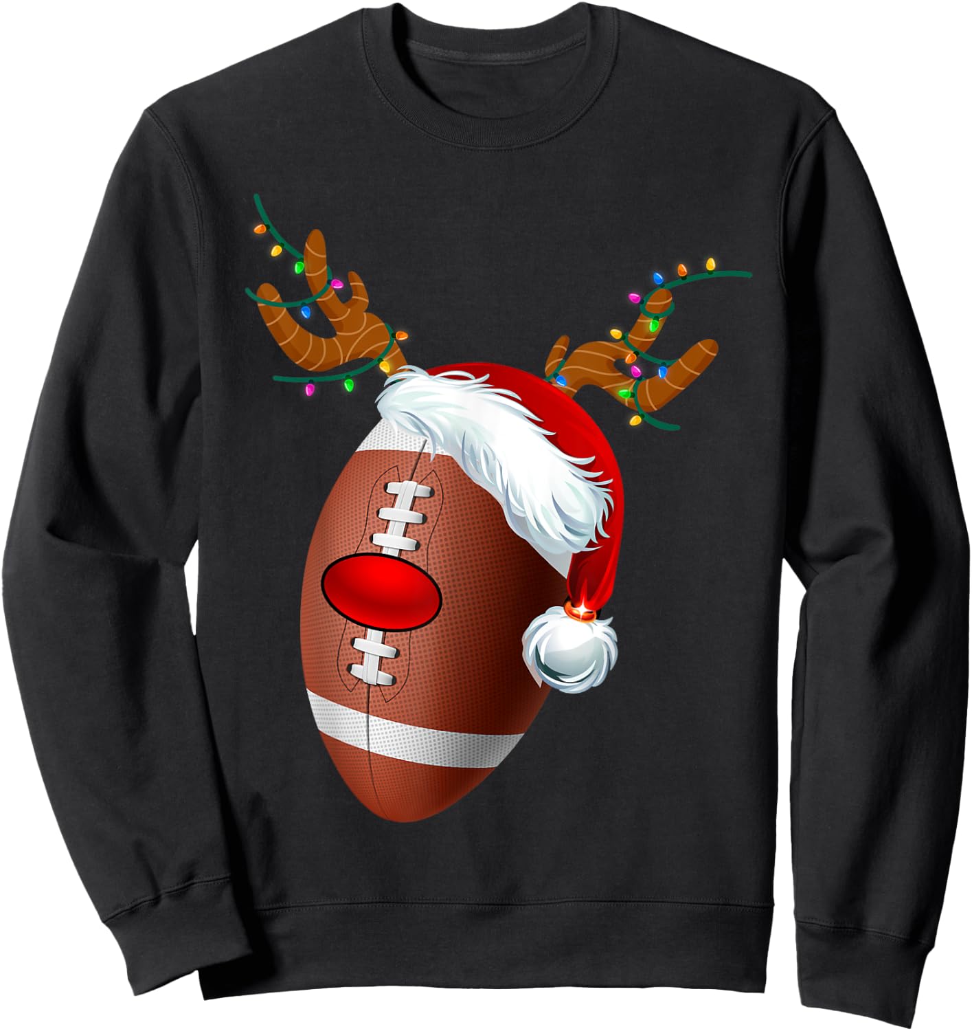 Christmas Football Ball Santa Hat Reindeer Xmas Boys Men Sweatshirt - Sweatshirt | Black
