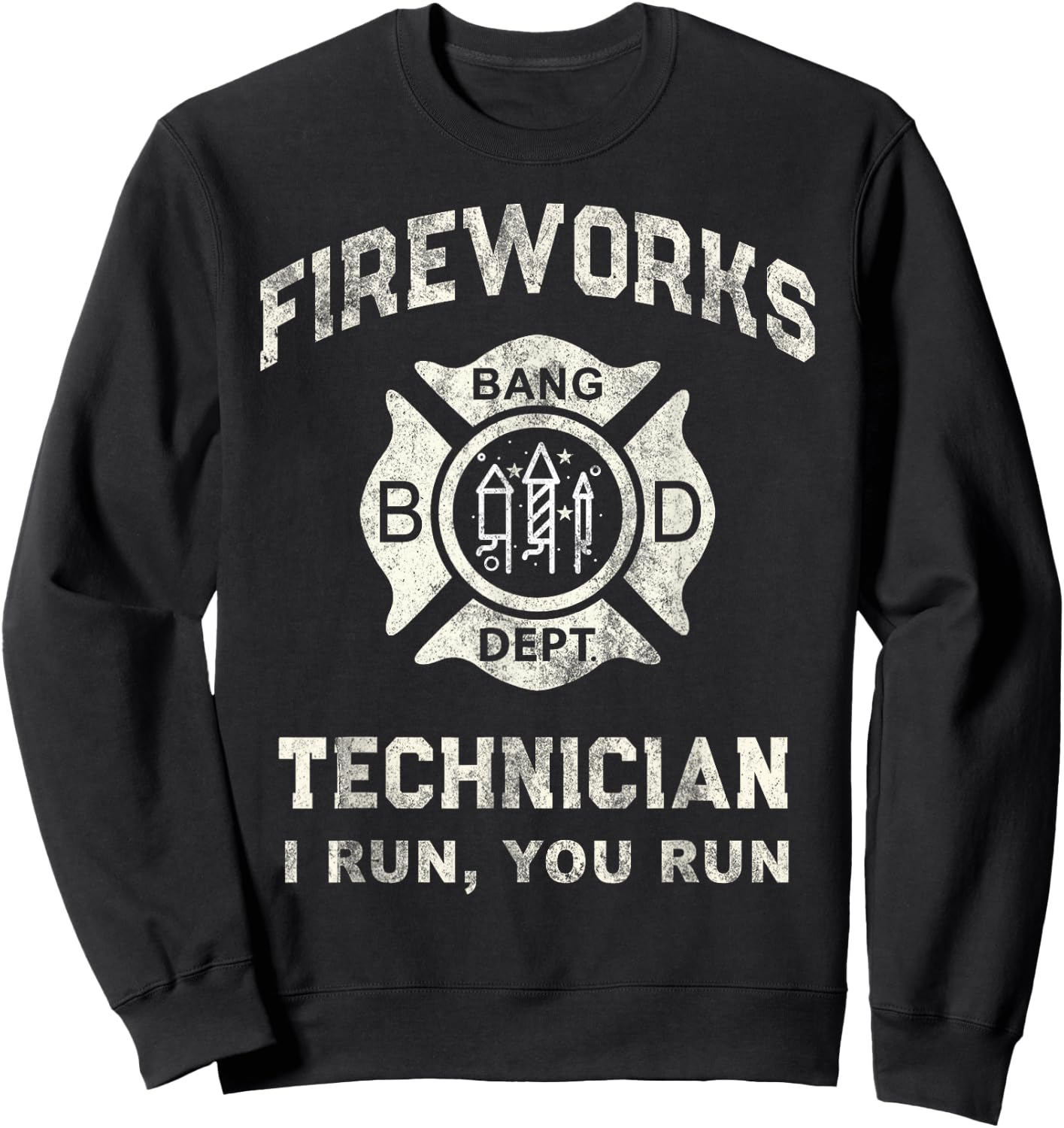 Funny Fireworks Technician Pyro Tech Firefighter America Red Sweatshirt - Sweatshirt | Black