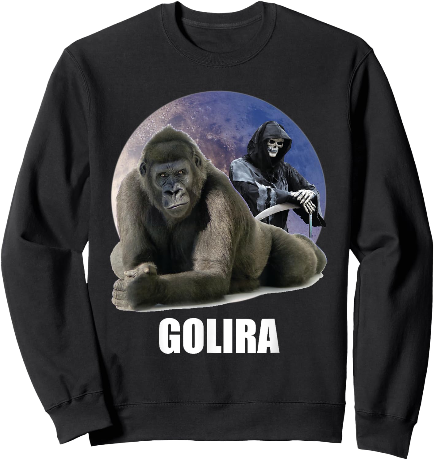 Ironic Gorilla Cringe Weird Silly Odd Sarcastic Dumb Meme Sweatshirt - Sweatshirt | Black