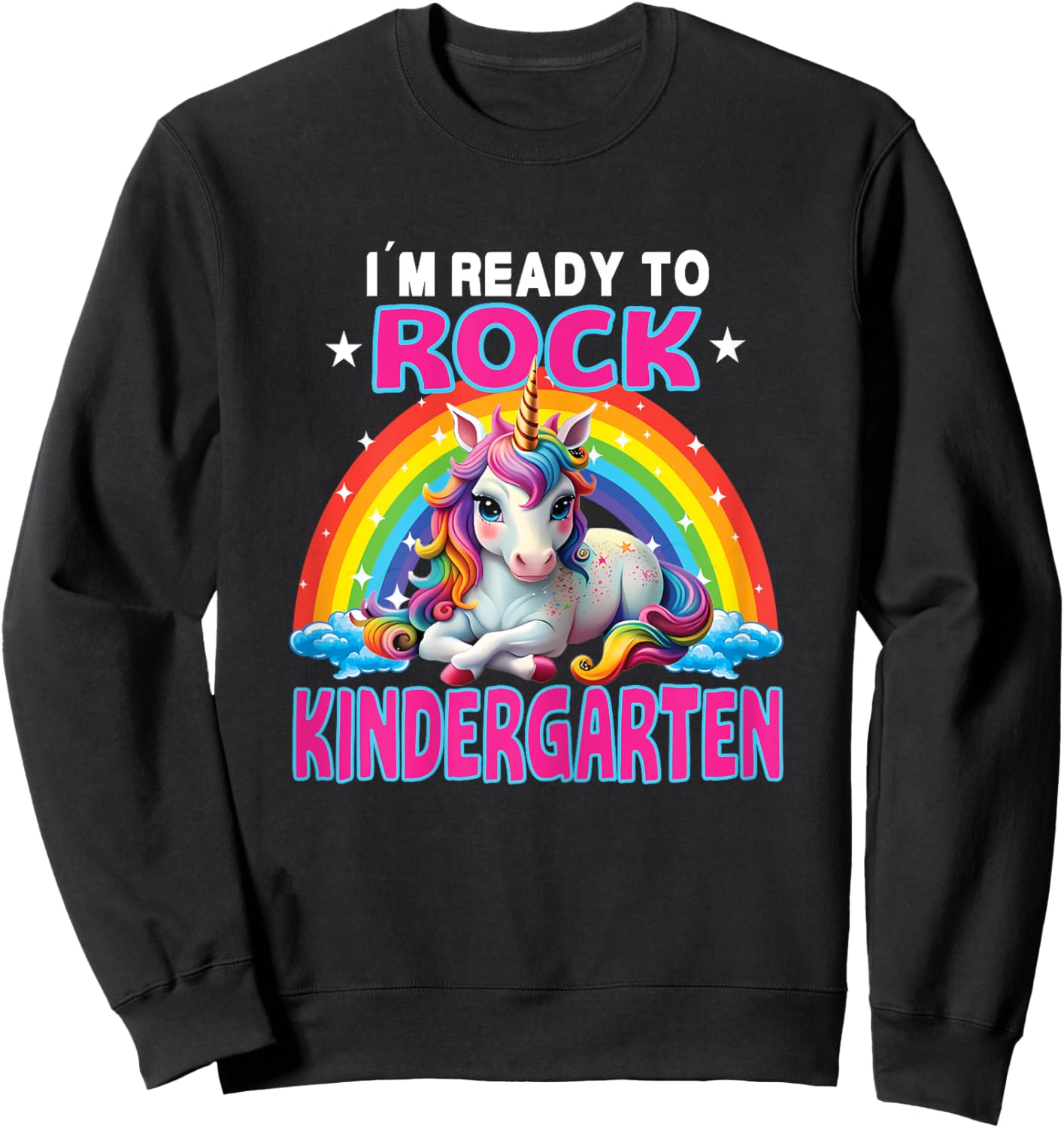 Rock Kindergarten Back To School gift girls Dabbing Unicorn Sweatshirt - Sweatshirt | Black