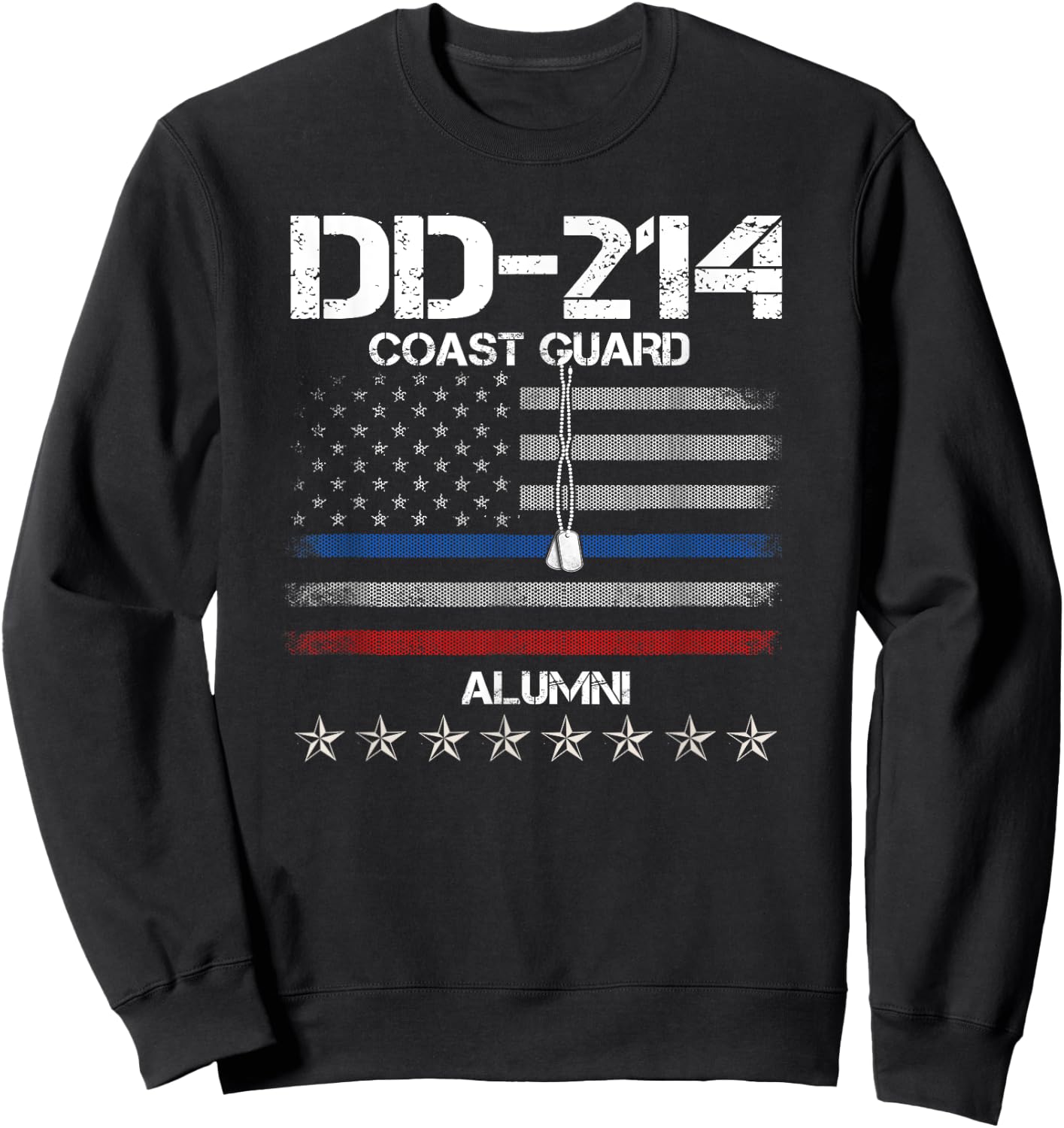 DD-214 US Coast Guard Alumni USCG American Flag Vintage Sweatshirt - Sweatshirt | Black