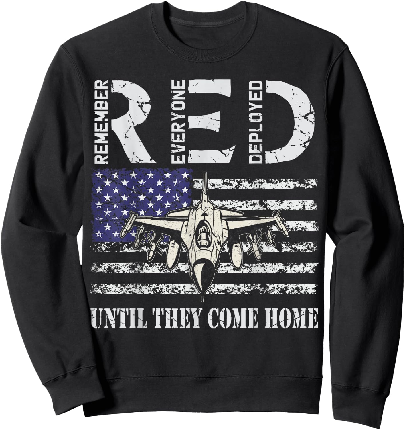 RED Friday Military Shirts Air Force USAF US Flag Veteran Sweatshirt - Sweatshirt | Black