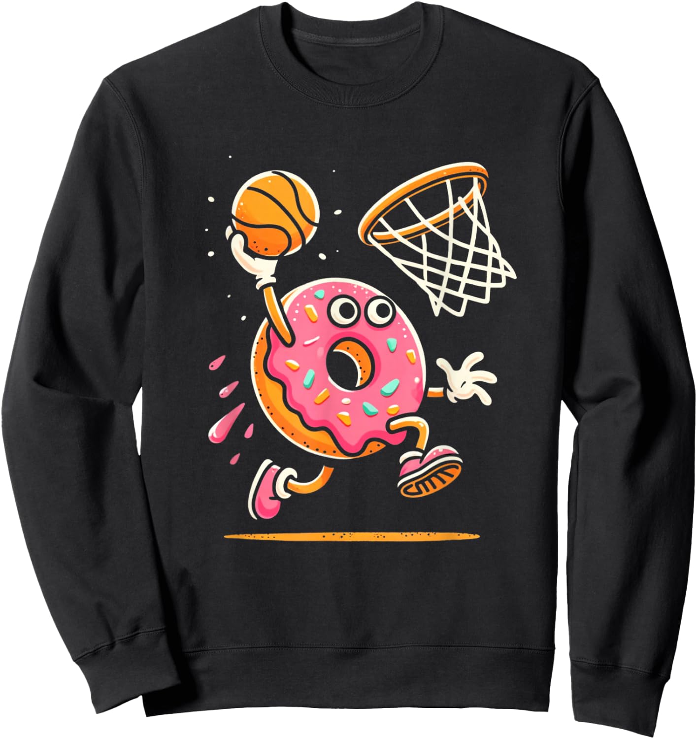 Funny Donut Dunking Basketball Food Champ Sports Donut Sweatshirt - Sweatshirt | Black