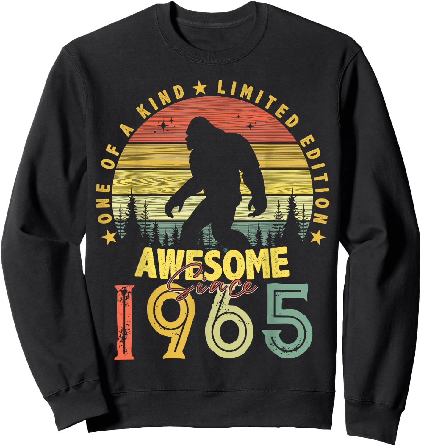 Awesome Since 1965 59th Birthday Gifts Bigfoot Born in 1965 Sweatshirt - Sweatshirt | Black
