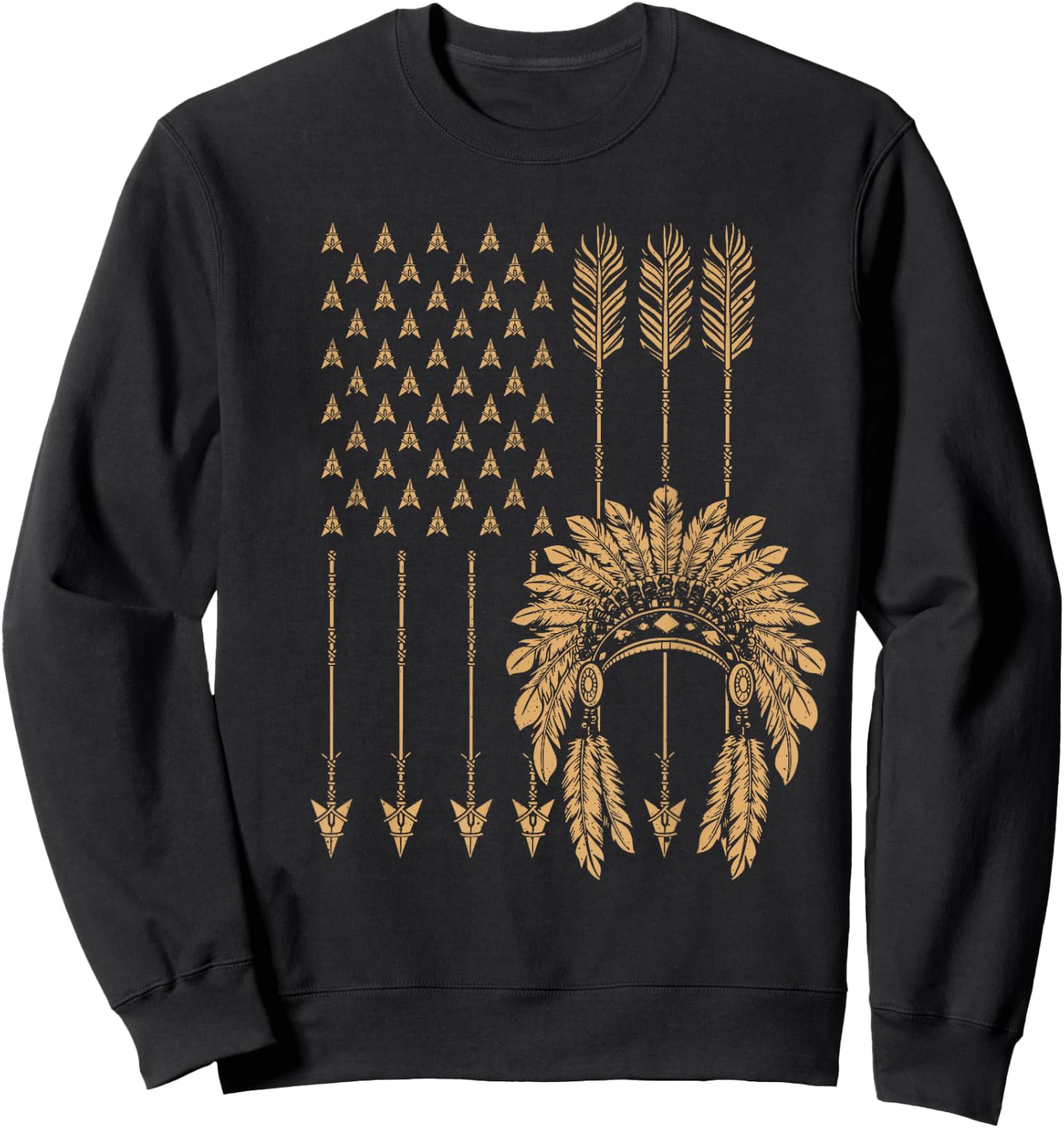 Funny Native American Flag Gift Cool USA Tribe Patriotic Women Girls Kids Men Sweatshirt - Sweatshirt | Black