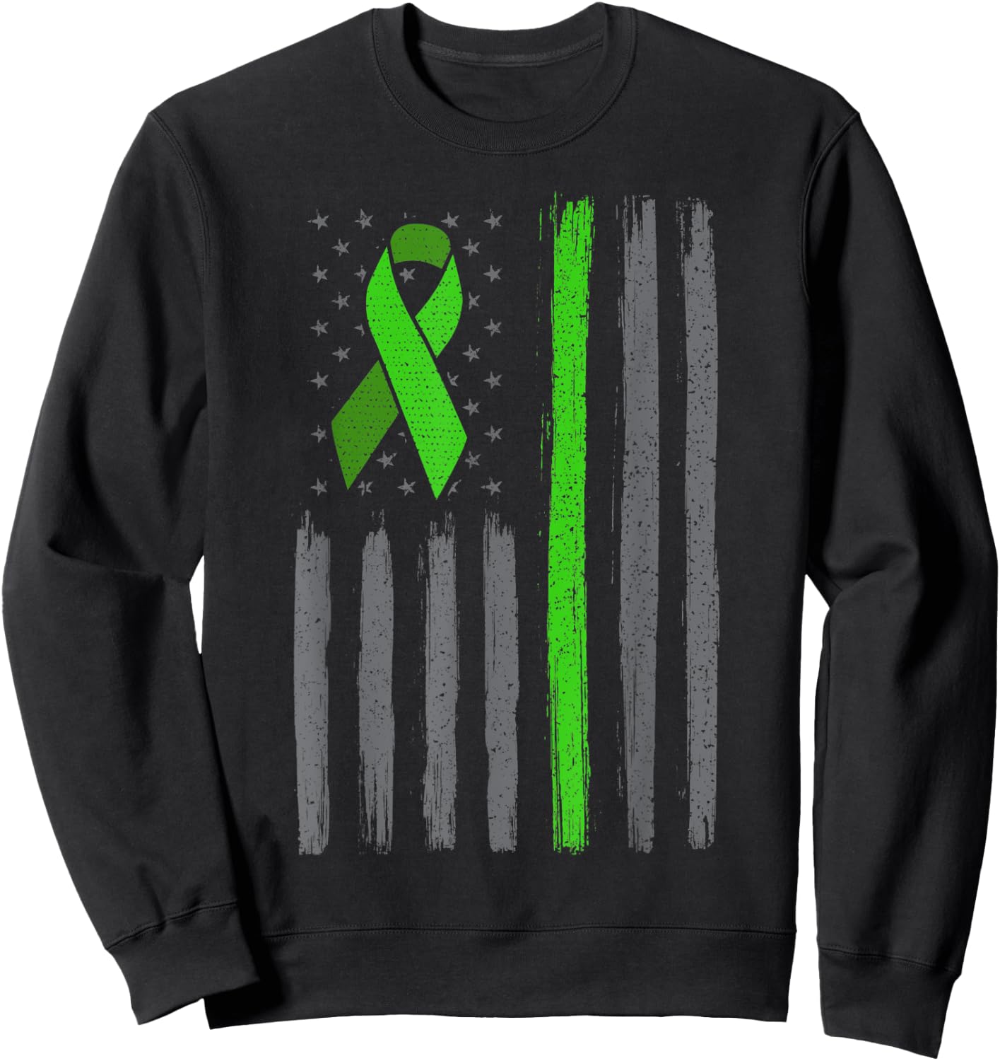 Lime green ribbon flag non hodgkin lymphoma cancer awareness Sweatshirt - Sweatshirt | Black