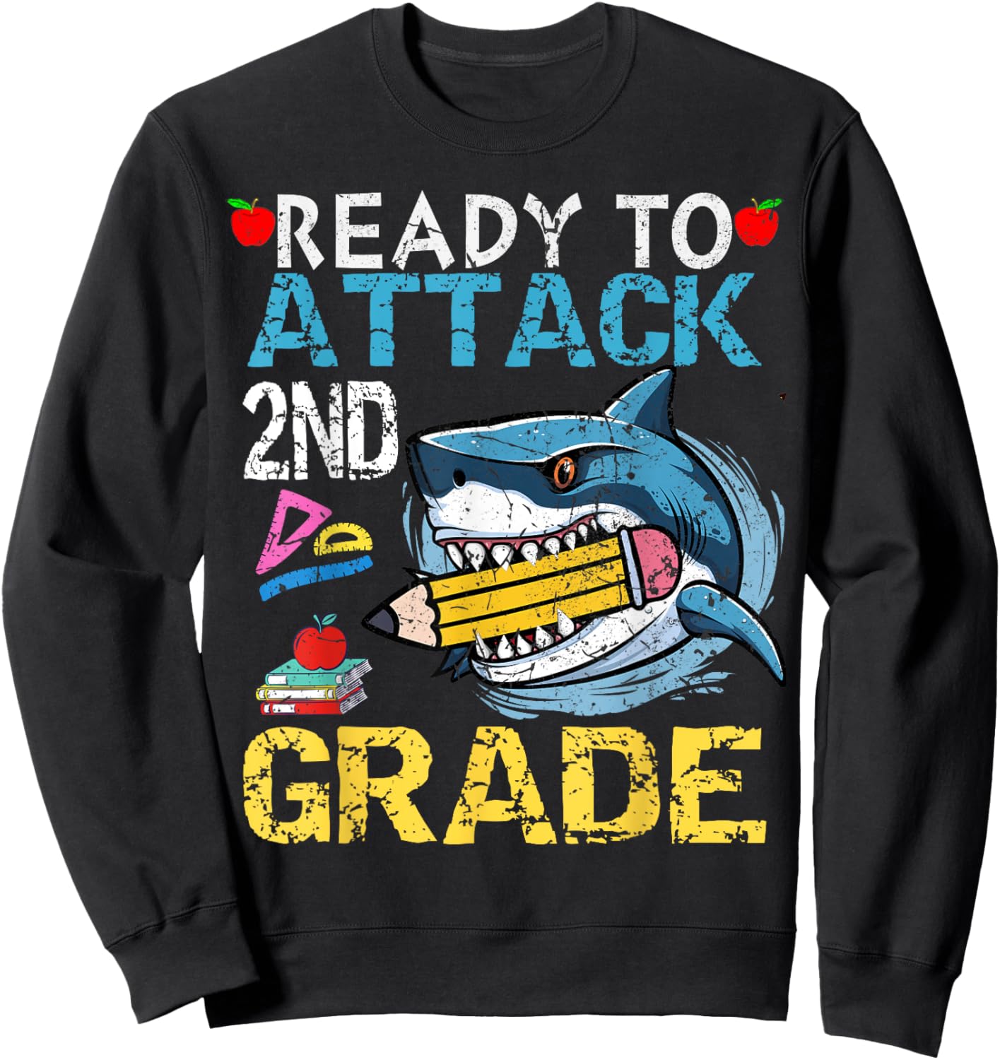 Ready To Attack 2nd Grade Funny Shark 2nd First Day School Sweatshirt - Sweatshirt | Black