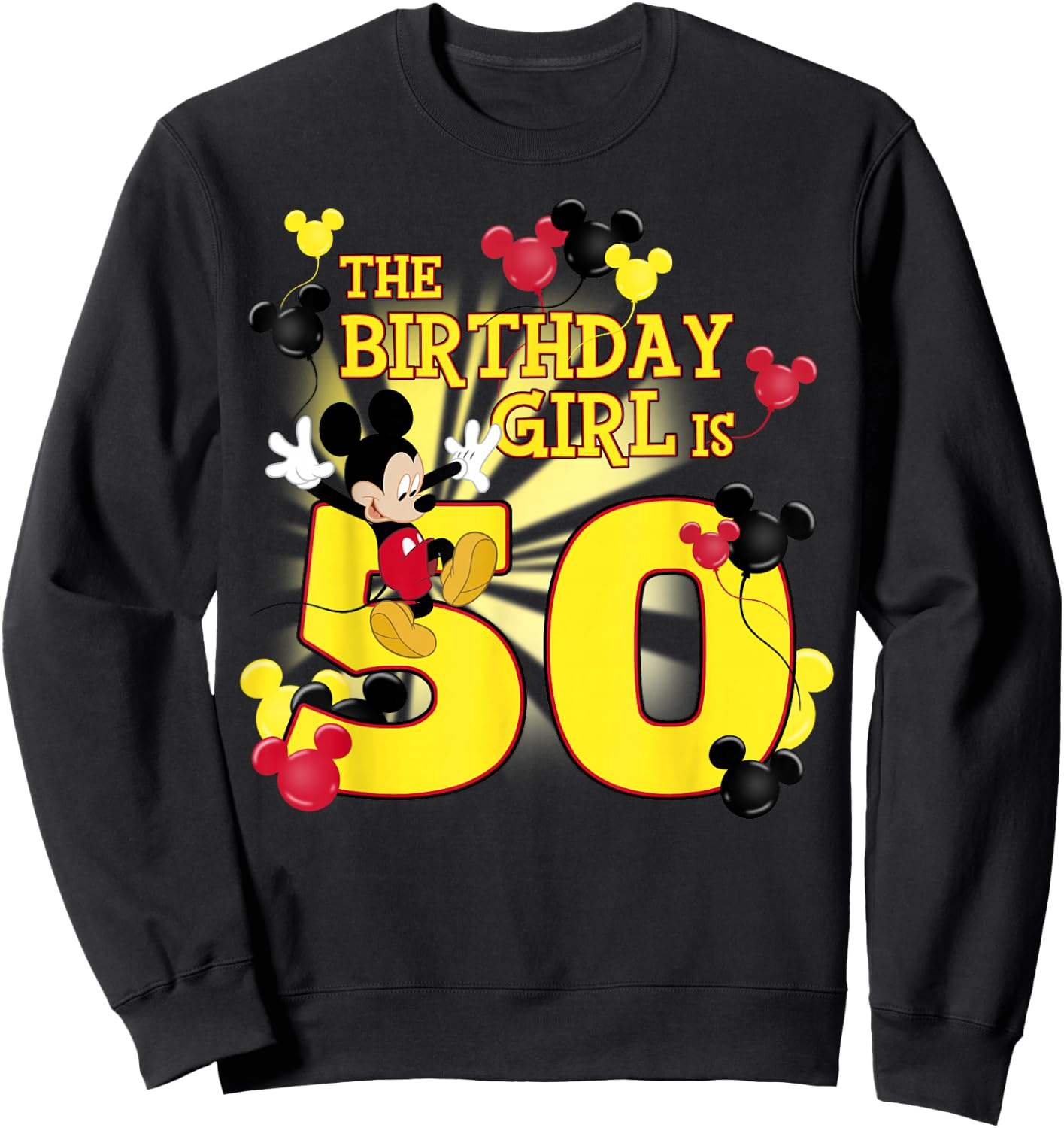 Disney Mickey and Friends Mickey 50th Birthday Girl Sweatshirt - Sweatshirt | Black