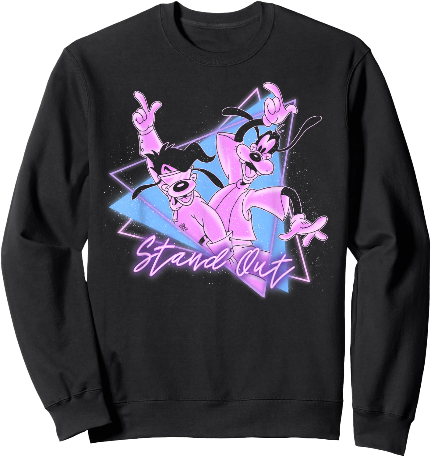 Disney Goofy and Son Retro Neon Portrait Sweatshirt - Sweatshirt | Black