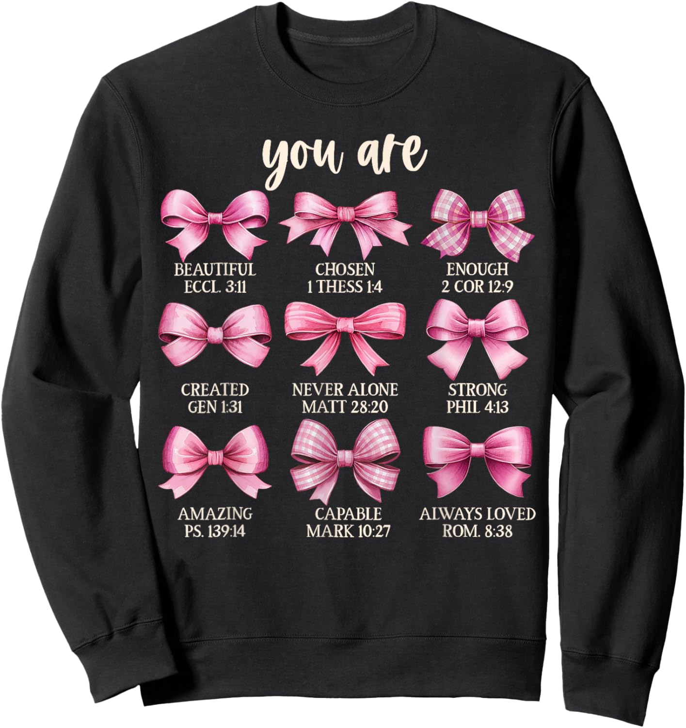 You Are Pink Coquette Christian Religious Jesus Kids Girls Sweatshirt - Sweatshirt | Black