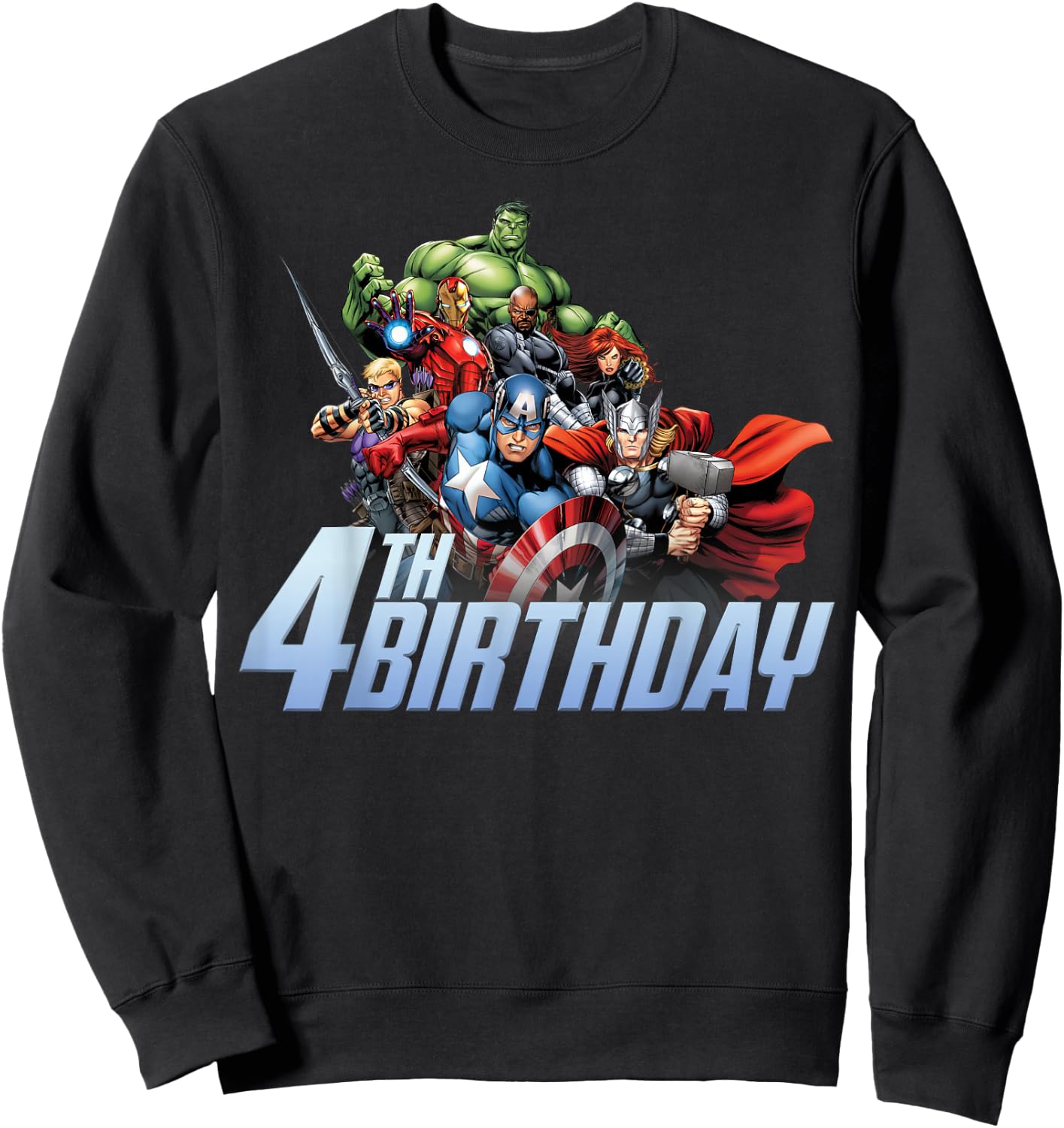 Marvel Avengers Action Shot 4th Birthday Sweatshirt - Sweatshirt | Black