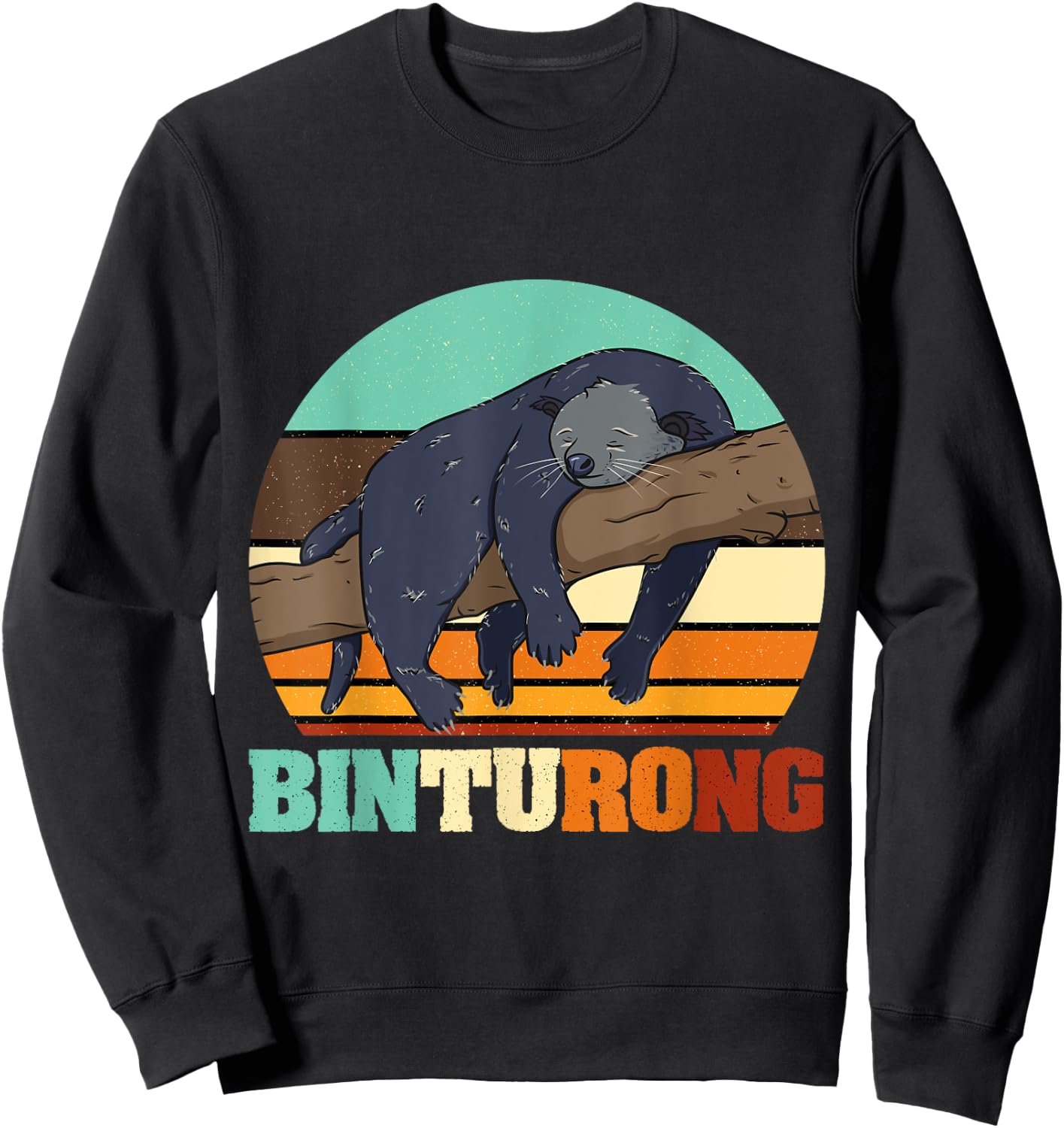 Vintage Binturong Animal Lover Sunset Sweatshirt - Sweatshirt | Black