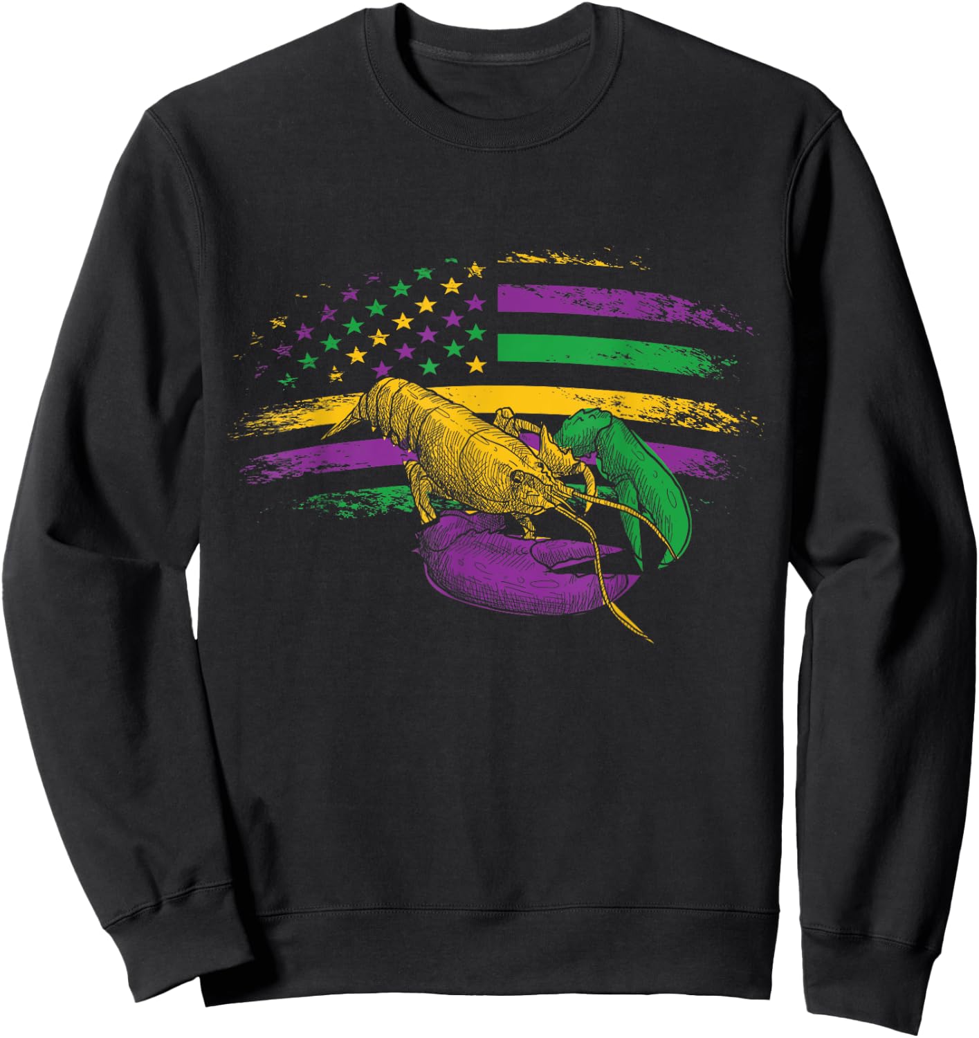 Celebration Carnival Parade US Flag Crawfish Mardi Gras Sweatshirt - Sweatshirt | Black