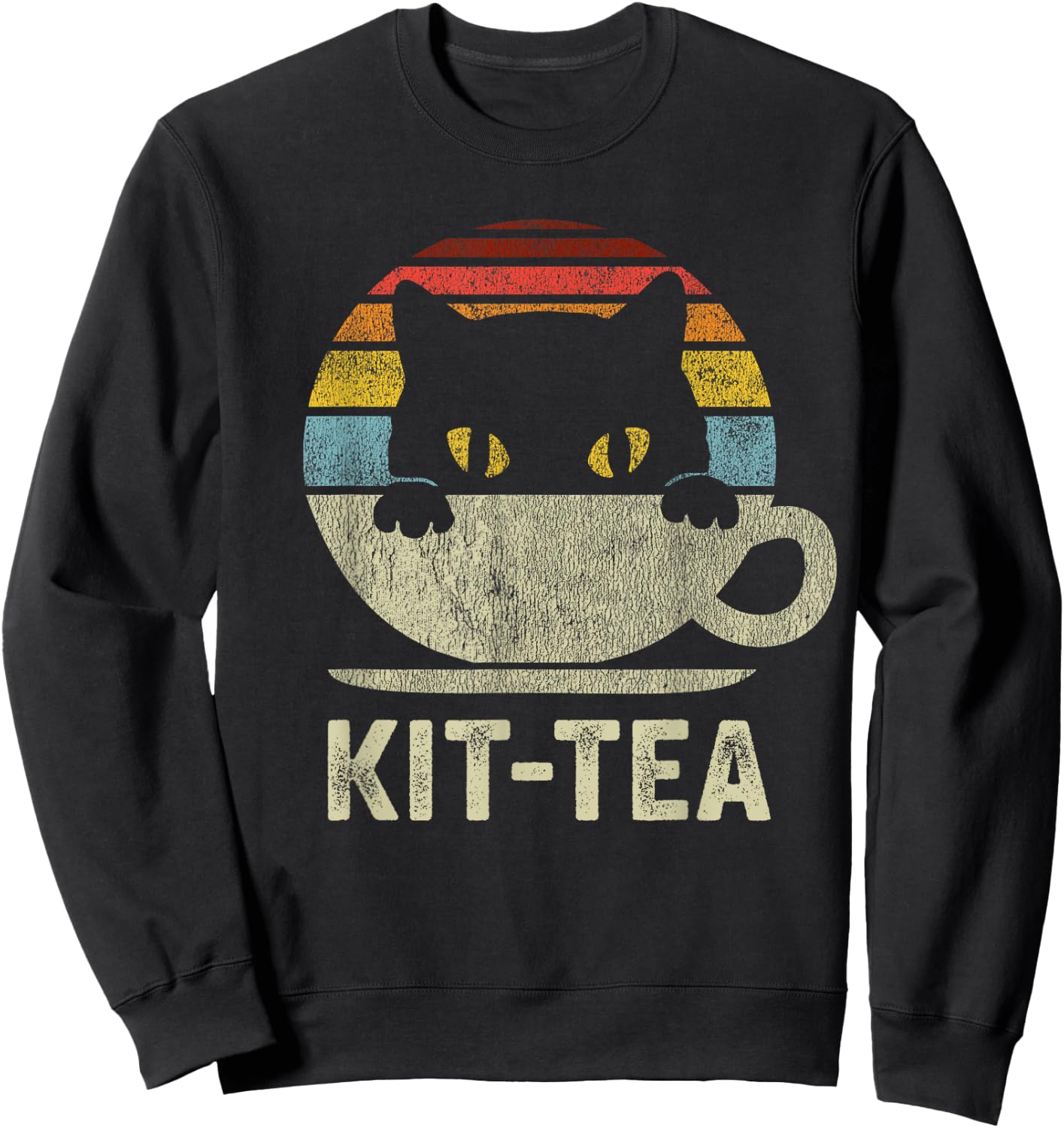 Kit Tea Black Kitty Cat Tea Lover Gift Sweatshirt - Sweatshirt | Black