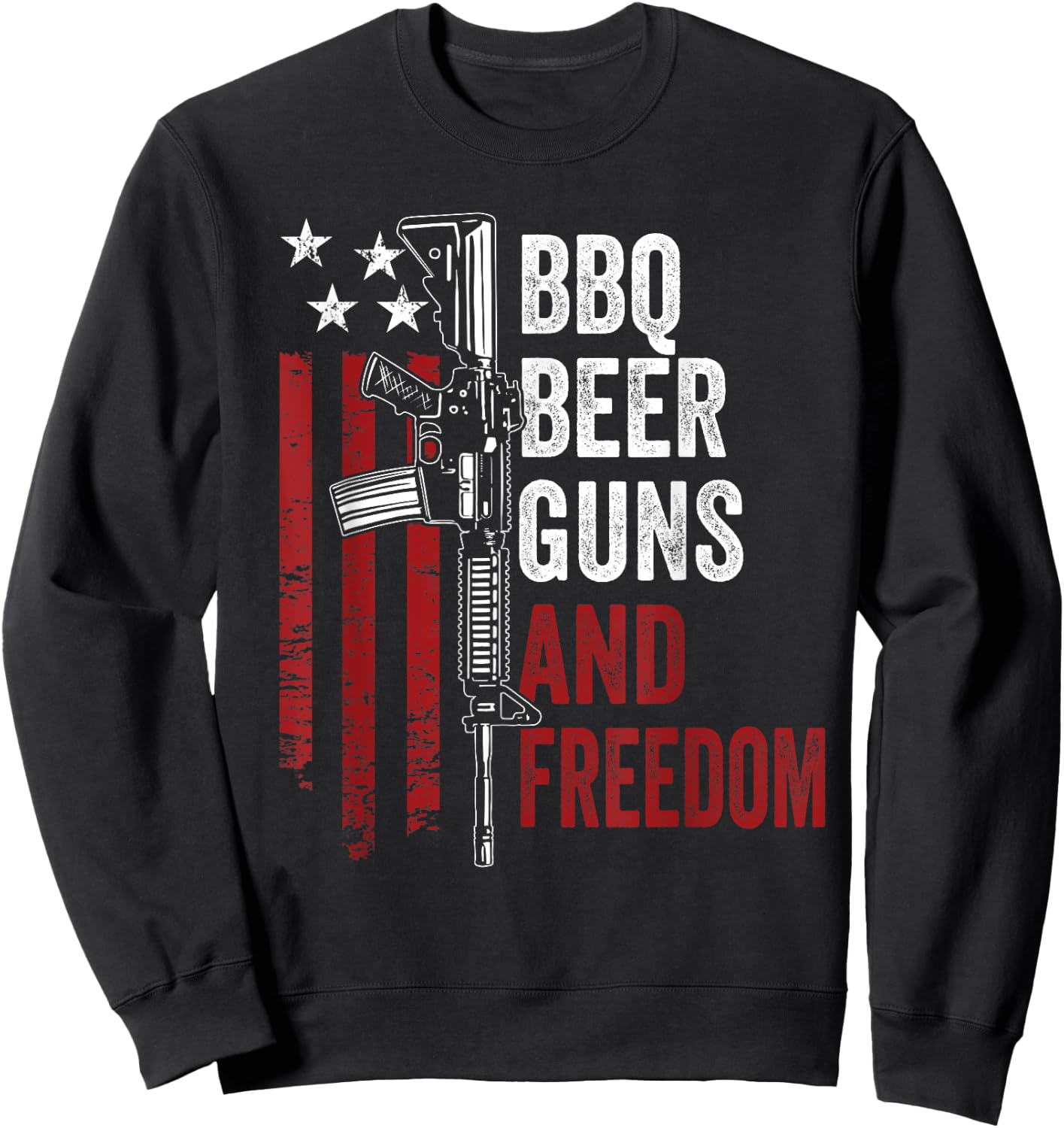 BBQ BEER GUNS & FREEDOM - Funny BBQ Drinking USA Gun Owner Sweatshirt - Sweatshirt | Black