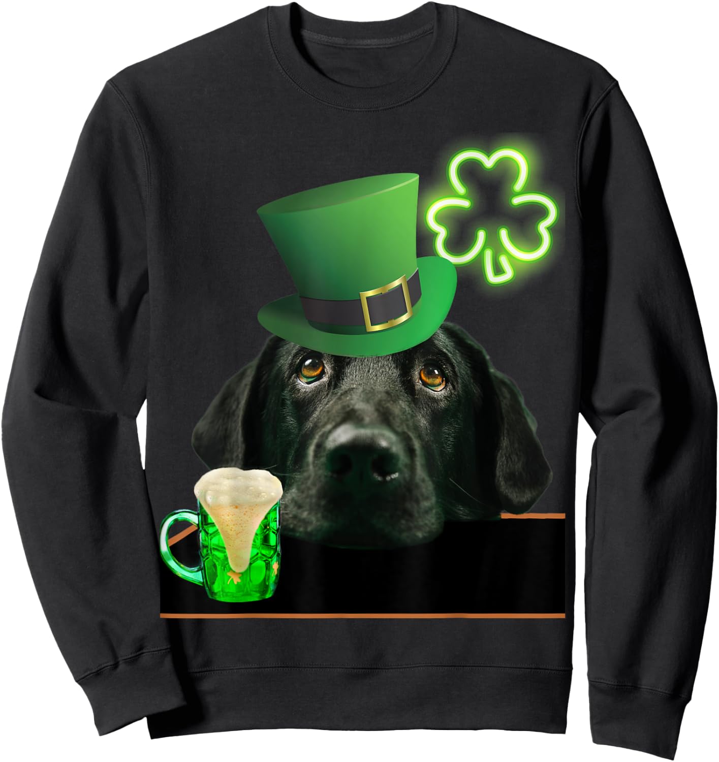 Black Lab Shirt Shamrock Irish Dog Picture St Patricks Women Sweatshirt - Sweatshirt | Black