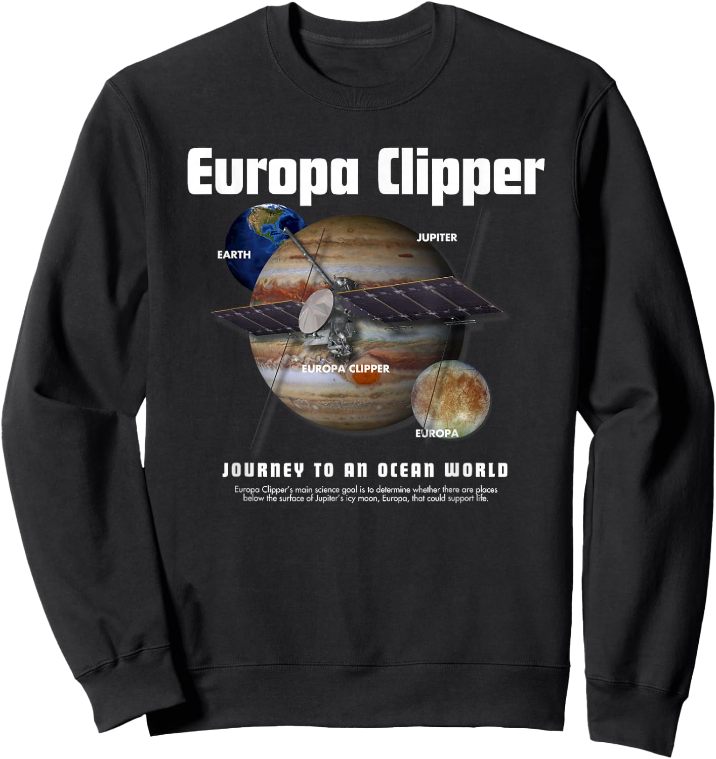 Europa Clipper Space Program Retro 2024 Sweatshirt - Sweatshirt | Black