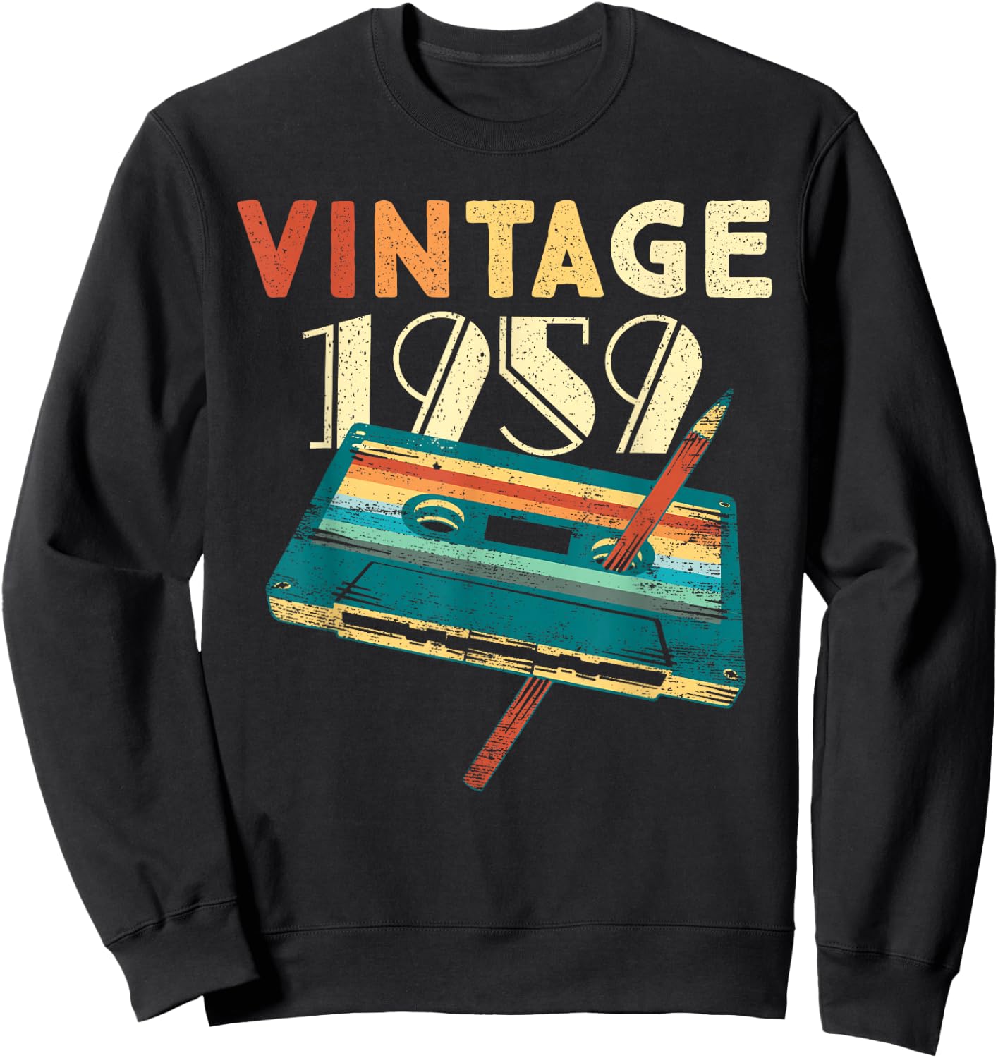 Vintage 1959 Music Cassette 67th Birthday Gifts 67 Years Old Sweatshirt - Sweatshirt | Black