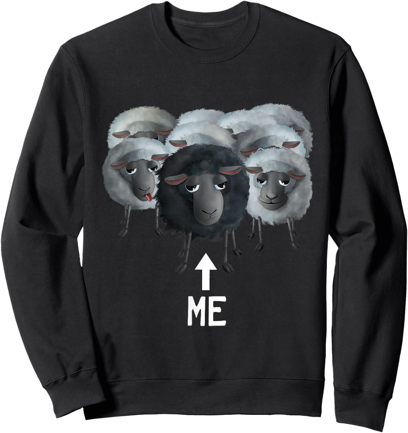 Sweet Sheep - me the black sheep (D010-0906A) Sweatshirt - Sweatshirt | Black