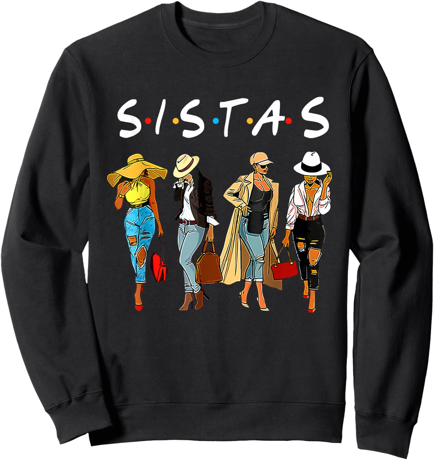 Cute Proud Black Sistas Queen Melanin African American Women Sweatshirt - Sweatshirt | Black