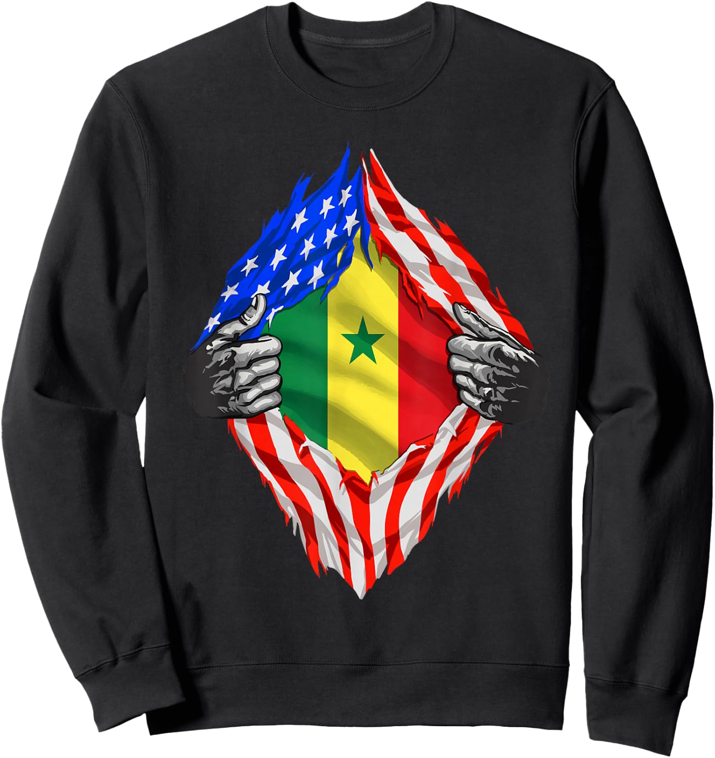 Senegal USA Senegal Flag Senegalese American Roots Sweatshirt - Sweatshirt | Black