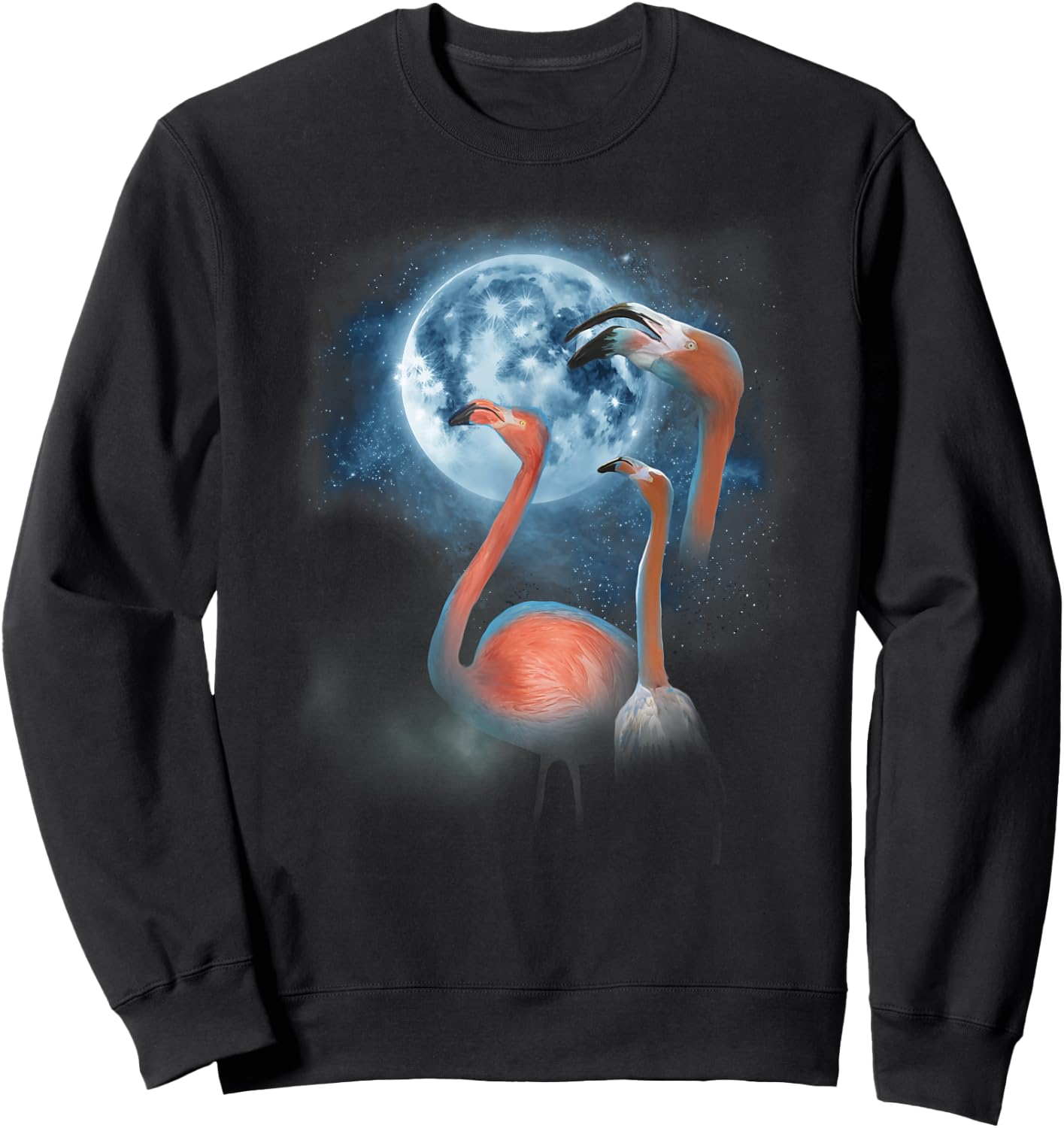 Funny Flamingo Shirt - Howling at the Moon Funny Flamingo Sweatshirt - Sweatshirt | Black